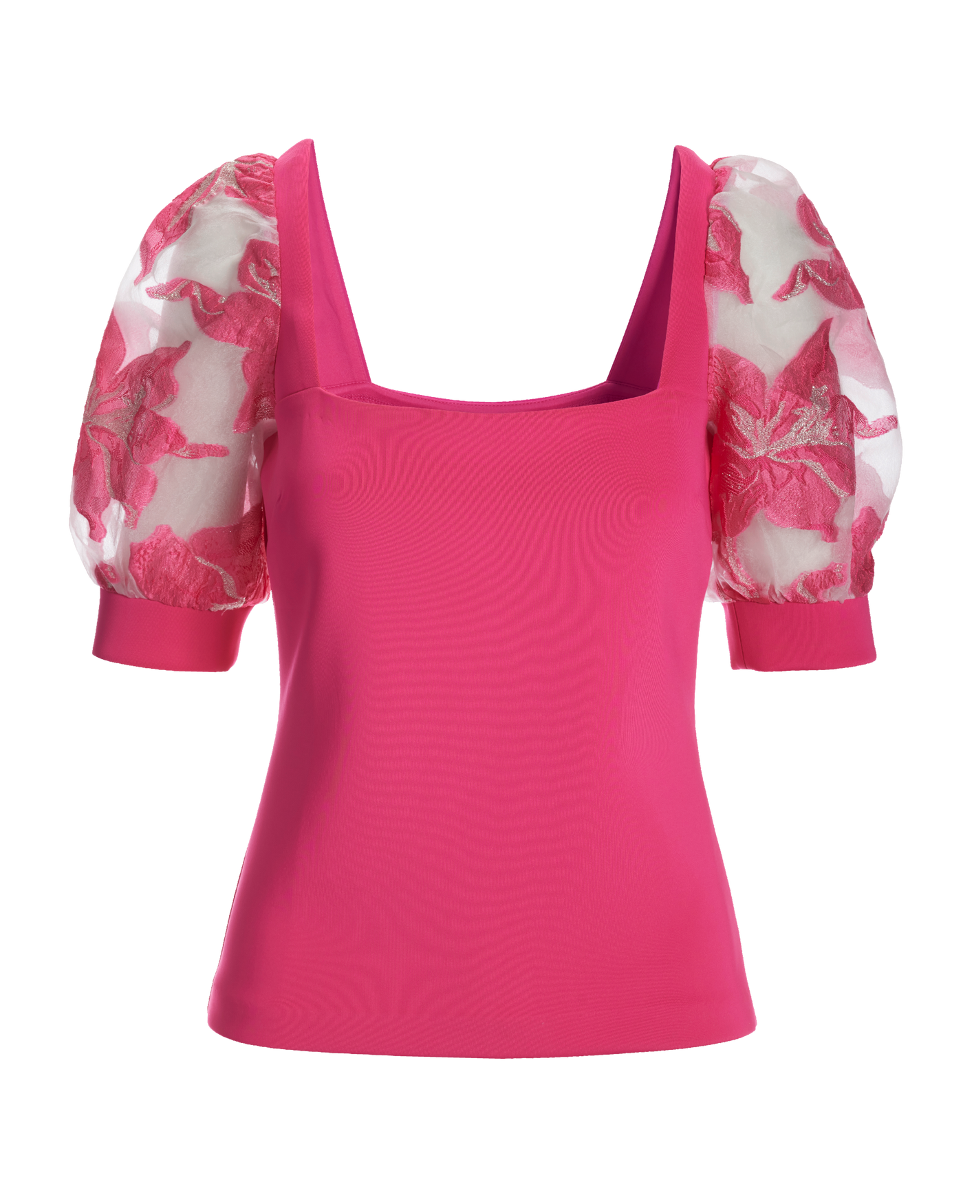 Floral Organza Sleeve Knit Top - Blossom Pink | Boston Proper