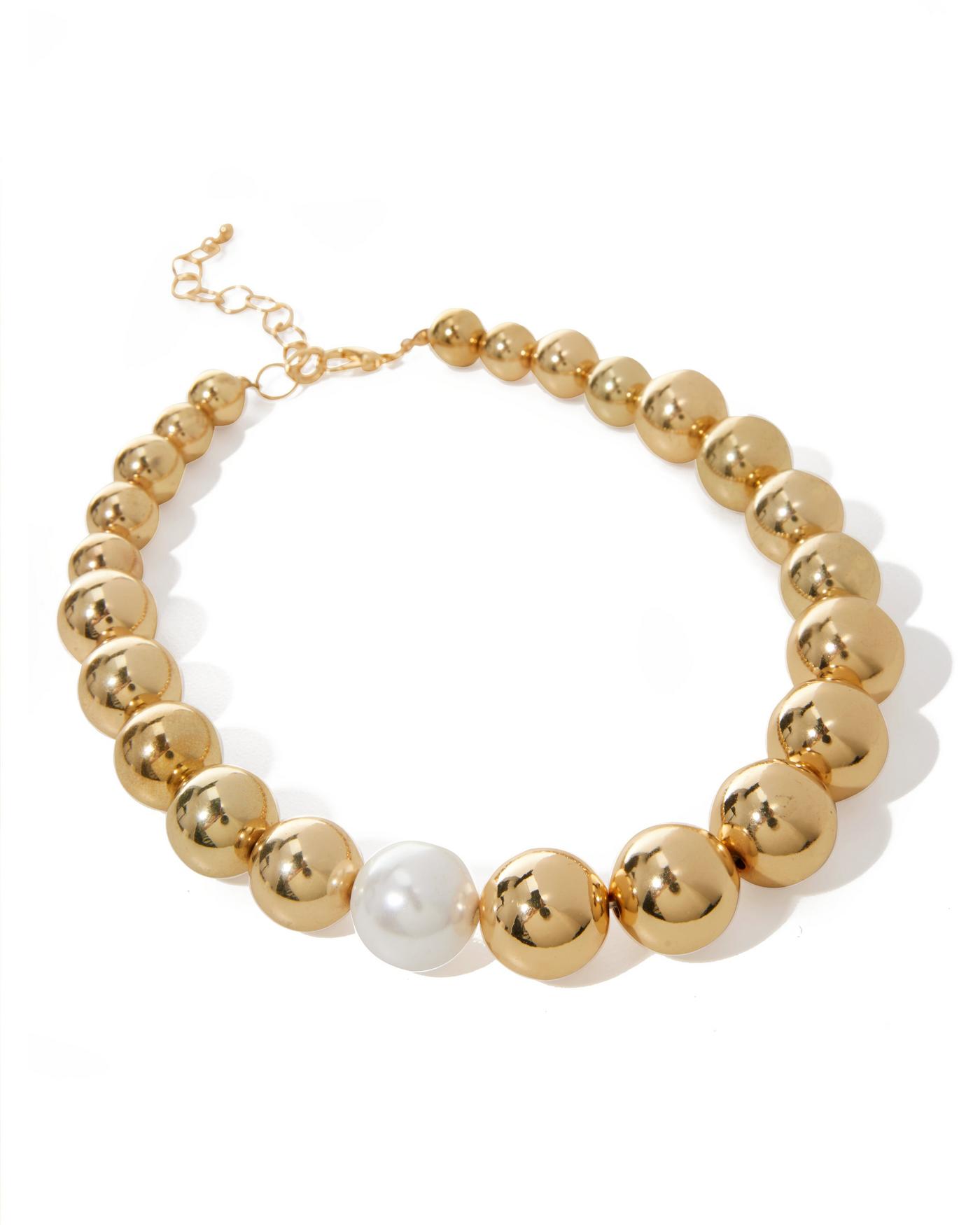 Chunky Bead Necklace Gold Boston Proper