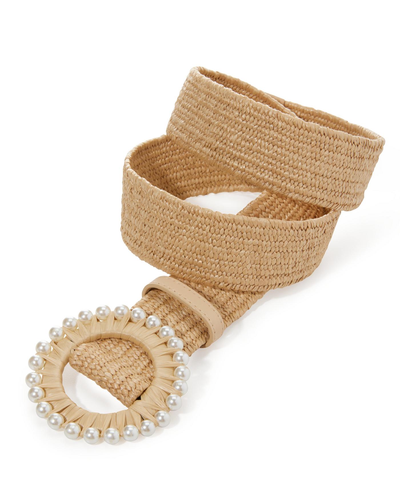 Pearl Round Raffia Stretch Belt - Natural | Boston Proper