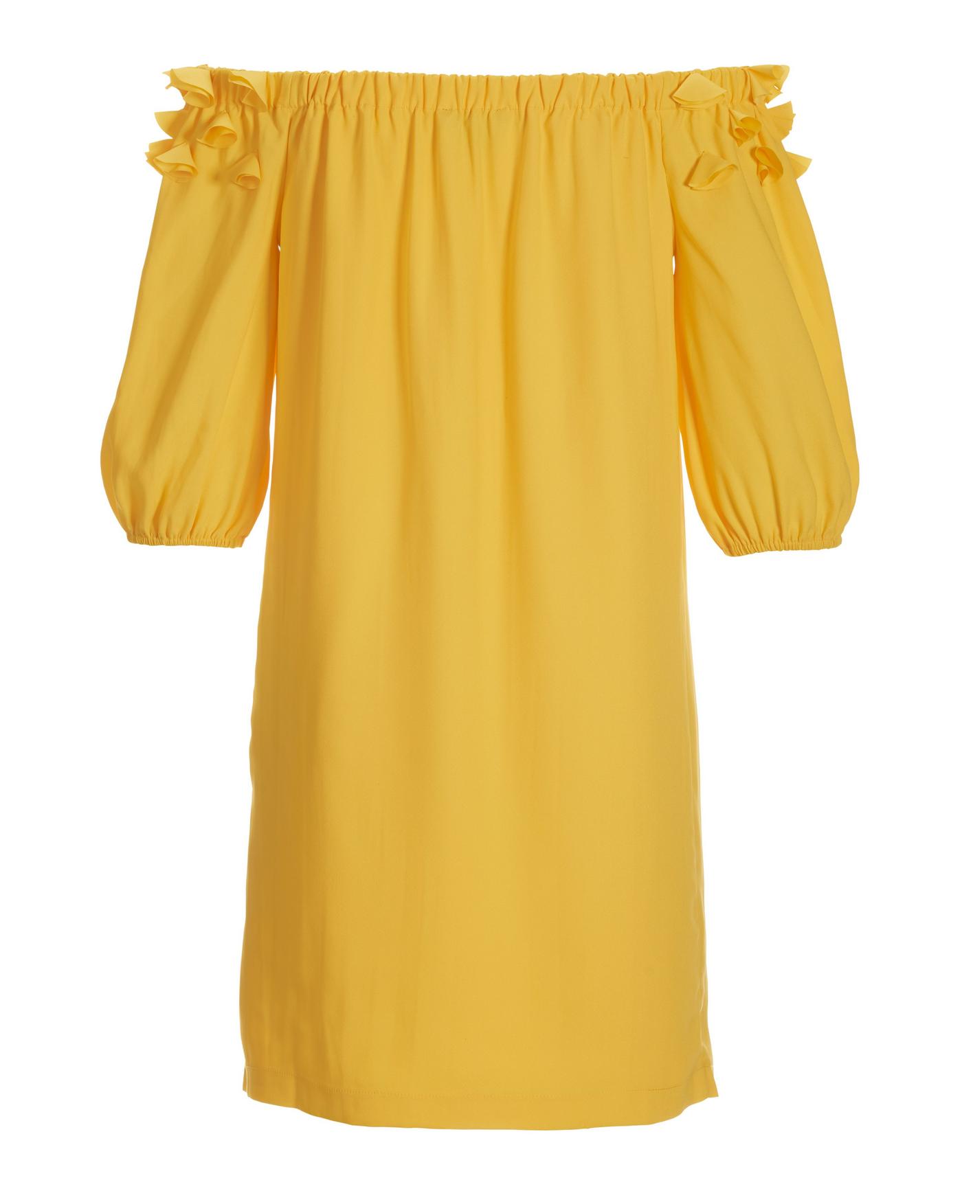 3D Floral Bubble Sleeve Shift Dress - Dandelion Yellow | Boston Proper