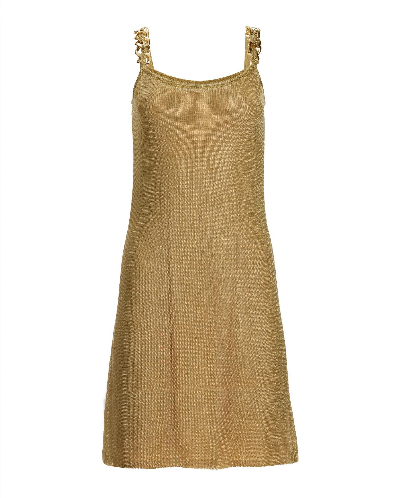 Chain Detail Metallic Crochet Dress - Gold | Boston Proper