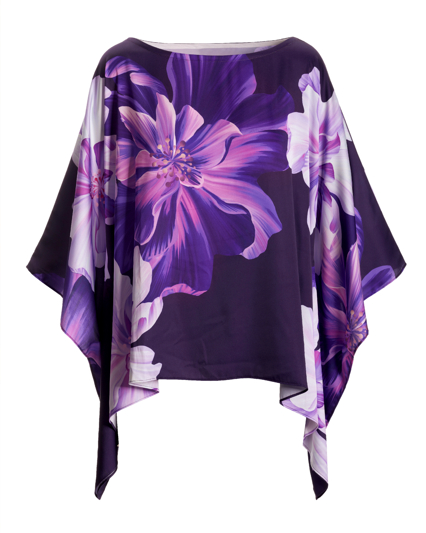 Exploded Dahlia Print Roxy Effortless Charmeuse Blouse - Purple