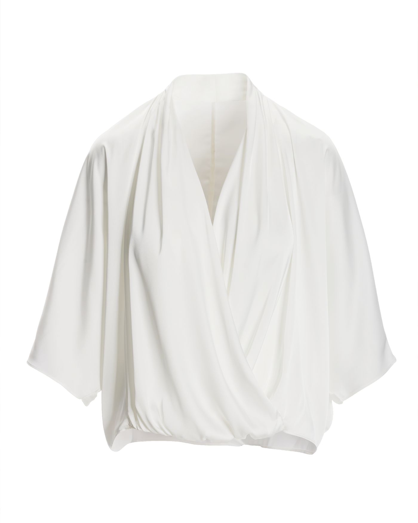 Whitney Draped Surplice Charmeuse Blouse - Off-White | Boston Proper