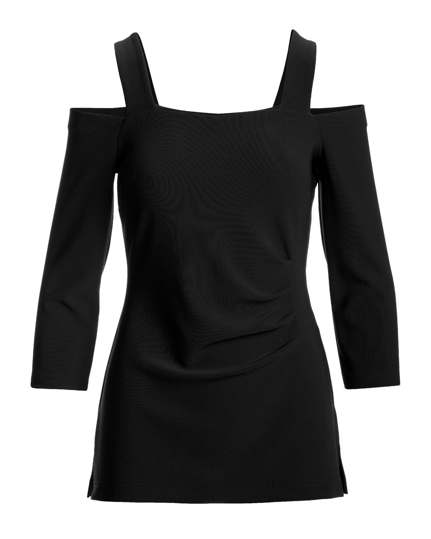 Beyond Travel Cold Shoulder Three Quarter Sleeve Top Jet Black