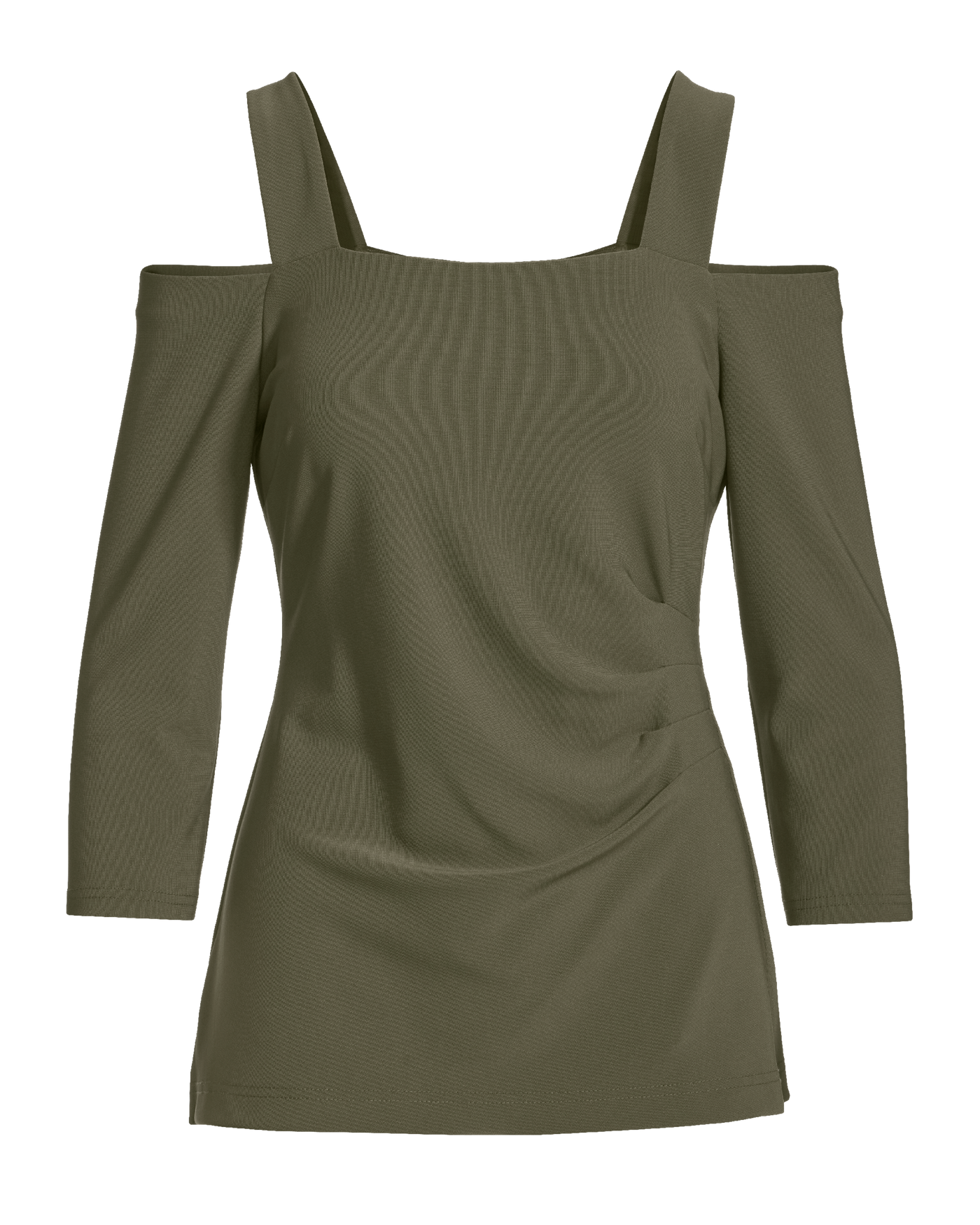 Beyond Travel Cold Shoulder Three Quarter Sleeve Top Olive Night