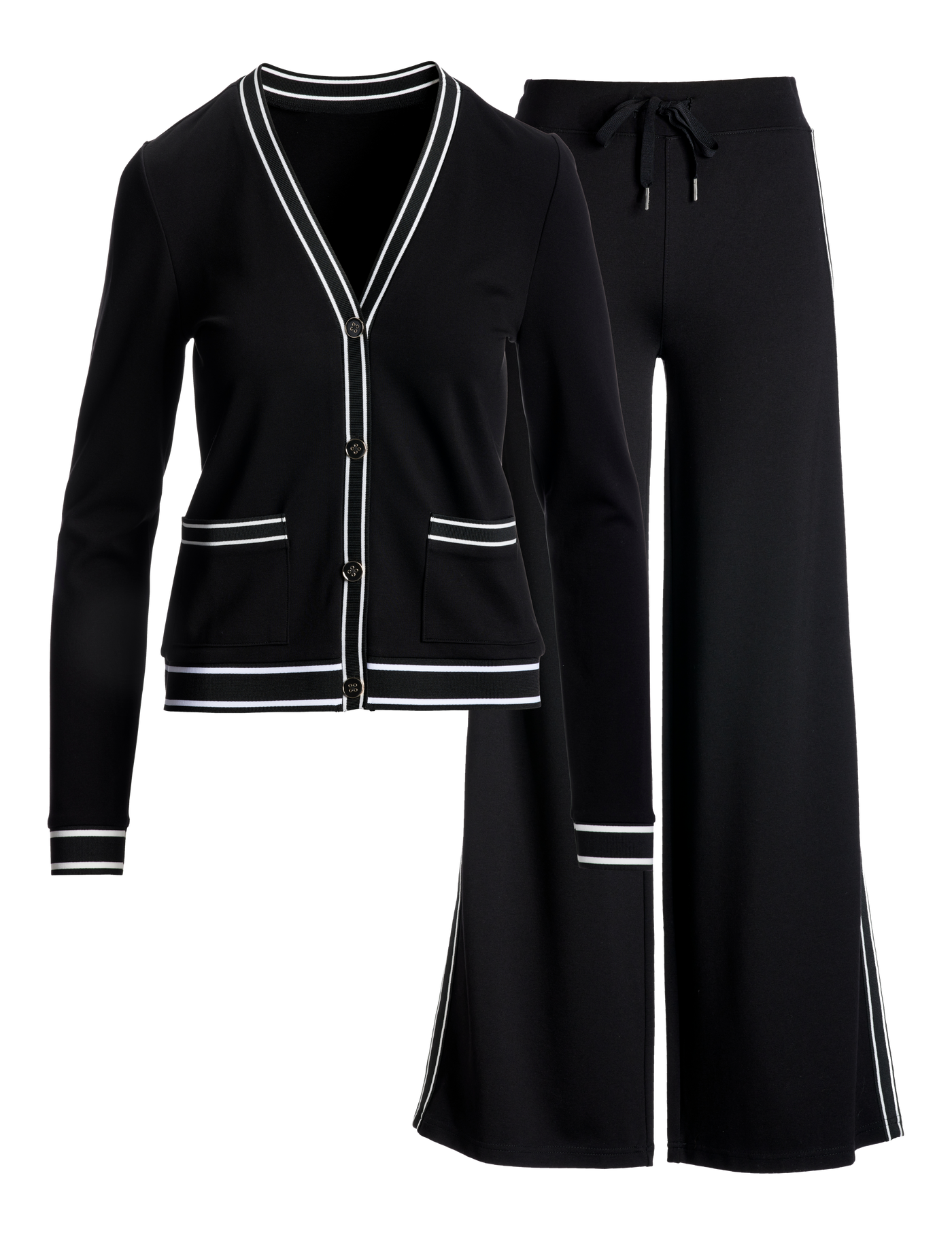 Racerstripe Jacket and Pant Set - Black / White | Boston Proper