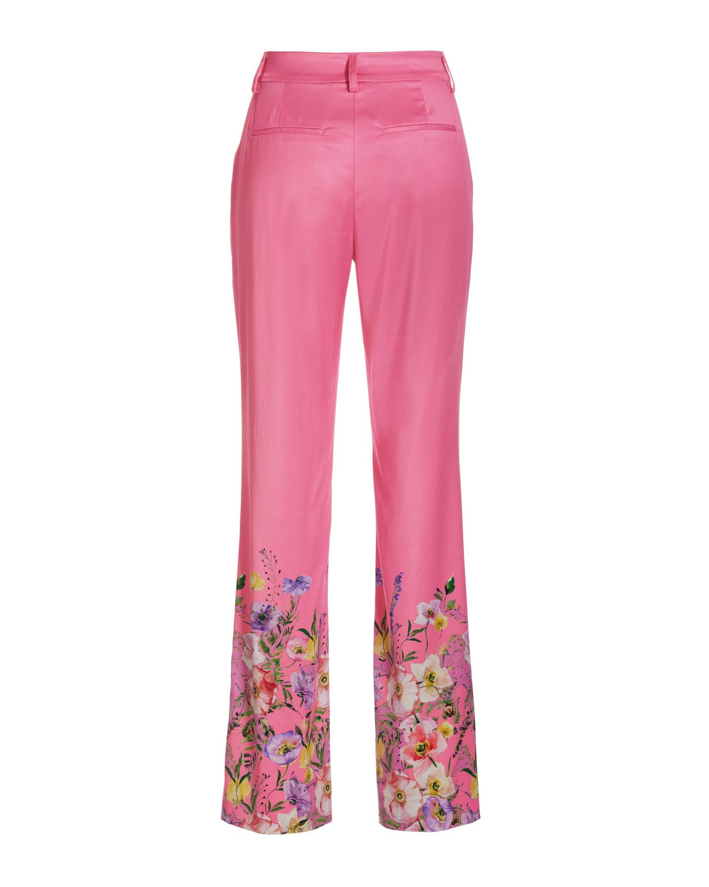 Malibu Spring Poppy Border Print Trouser Pant - Pink | Boston Proper