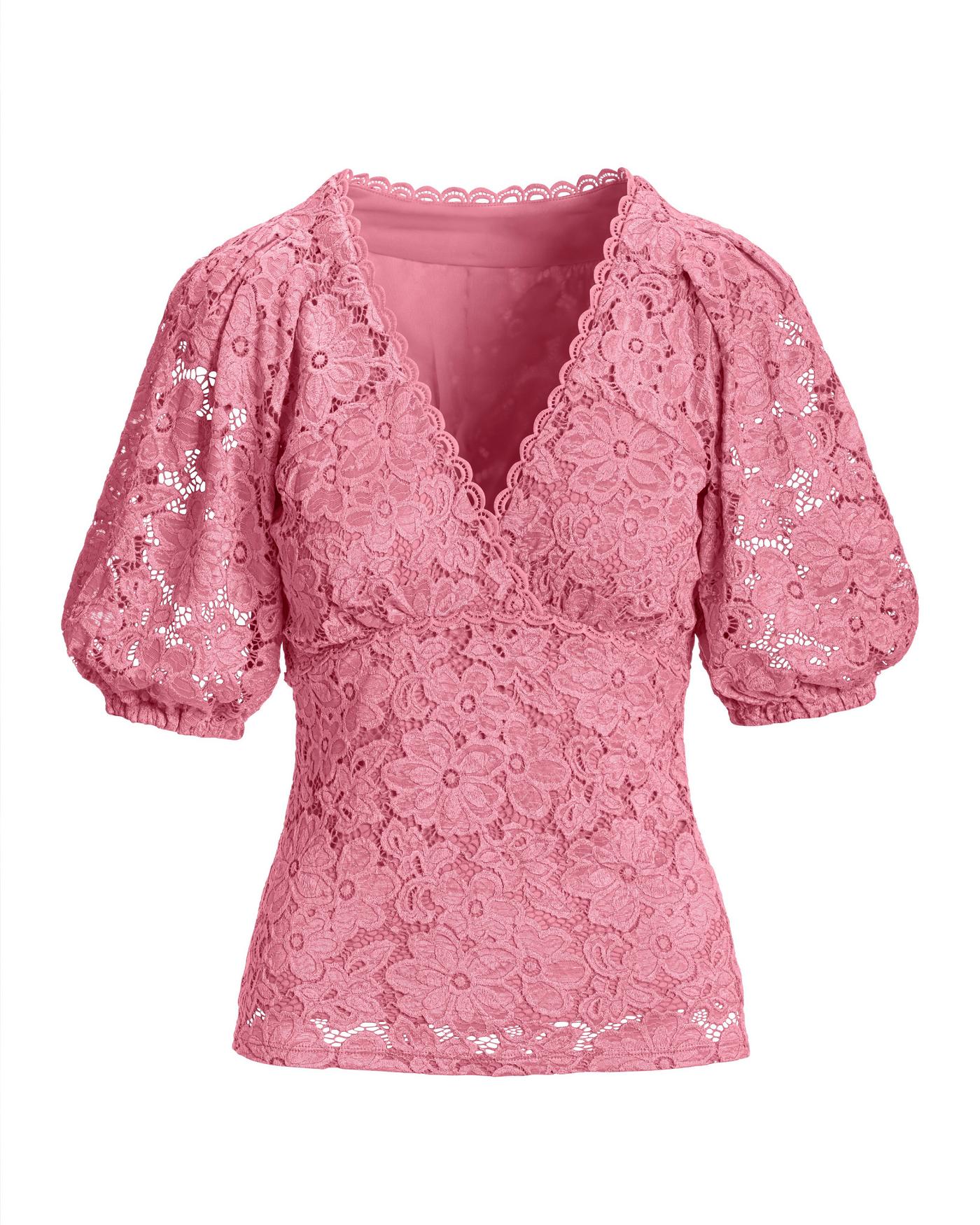 【Riu】Embroidery lace tops (pink) Riu】Embroidery lace tops (pink)