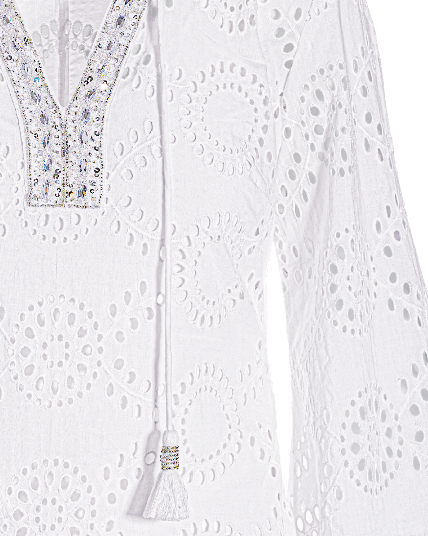 Eyelet Embellished Tunic Dress - White | Boston Proper