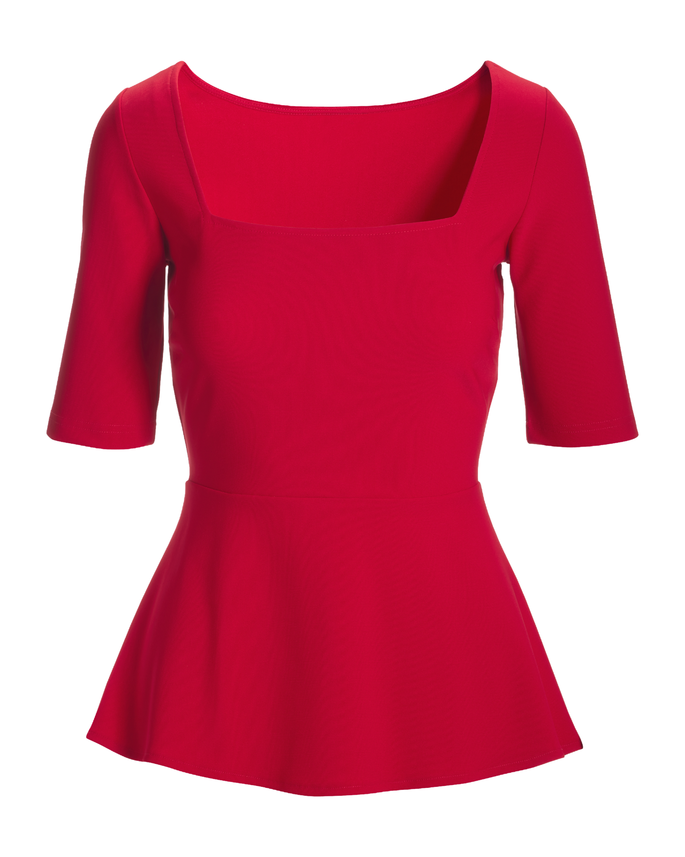 Beyond Travel Square Neck Elbow Sleeve Peplum Top French Kiss