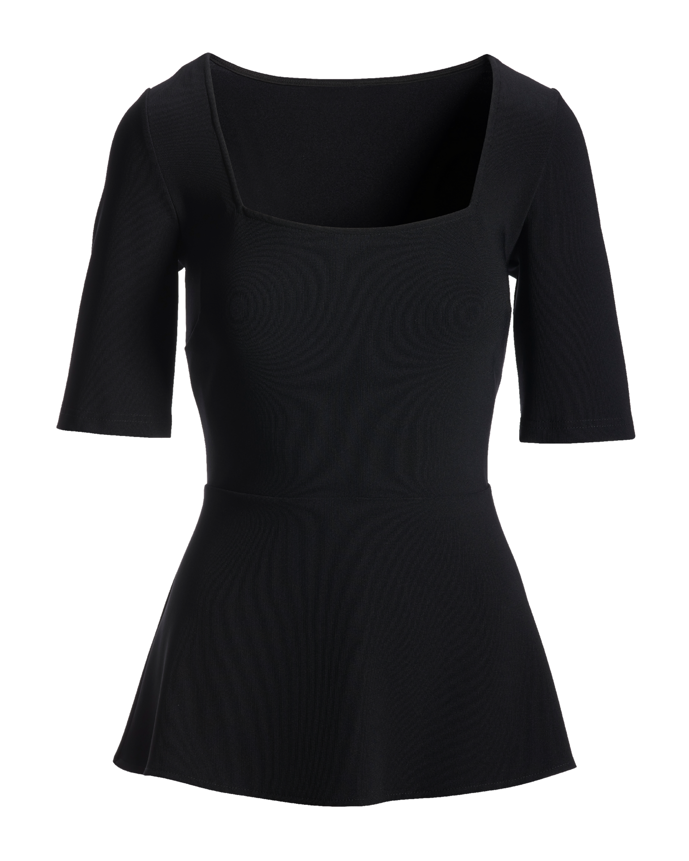 Beyond Travel Square Neck Elbow Sleeve Peplum Top - Jet