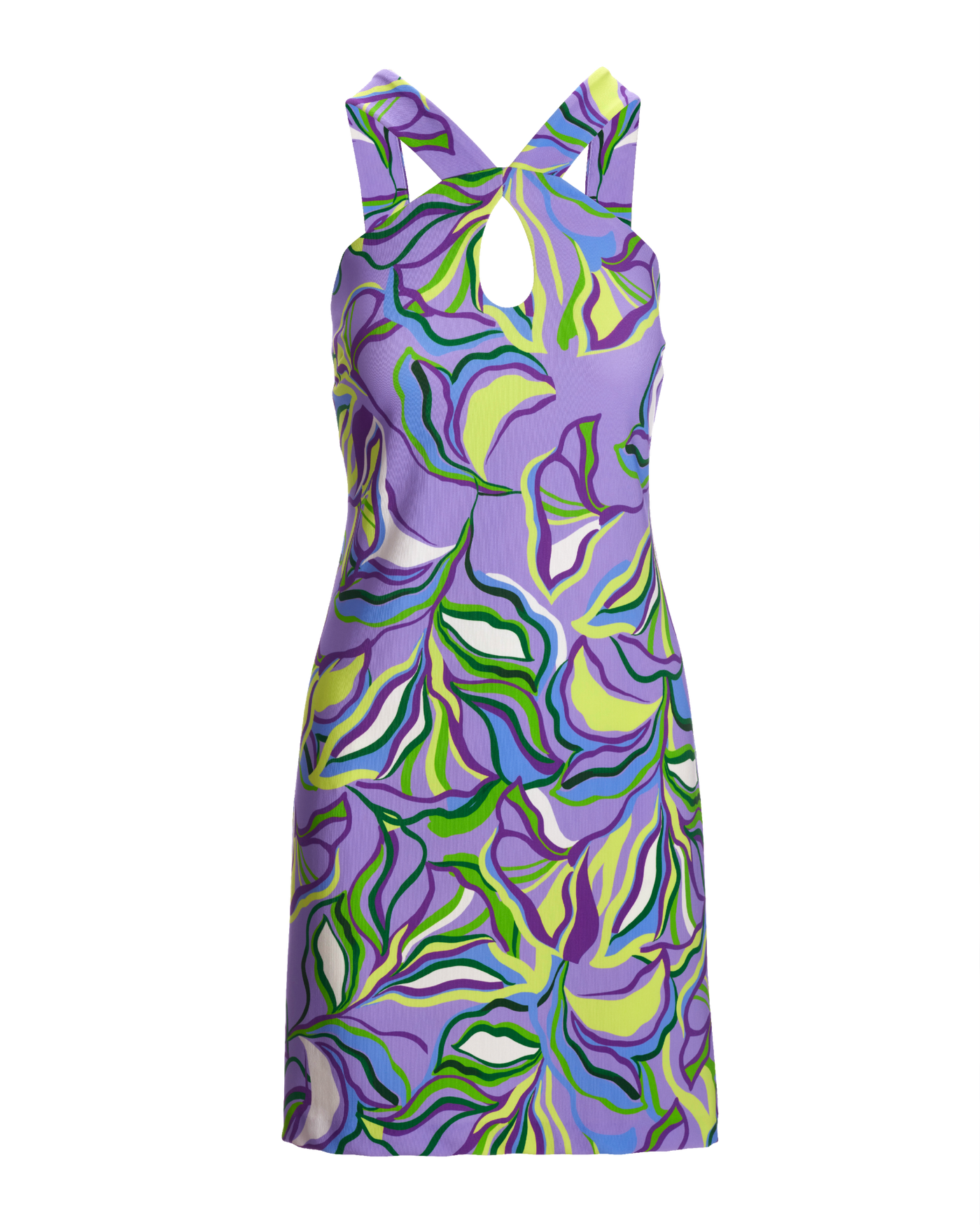 Beyond Travel Abstract Fleurs Keyhole Dress - Purple | Boston Proper