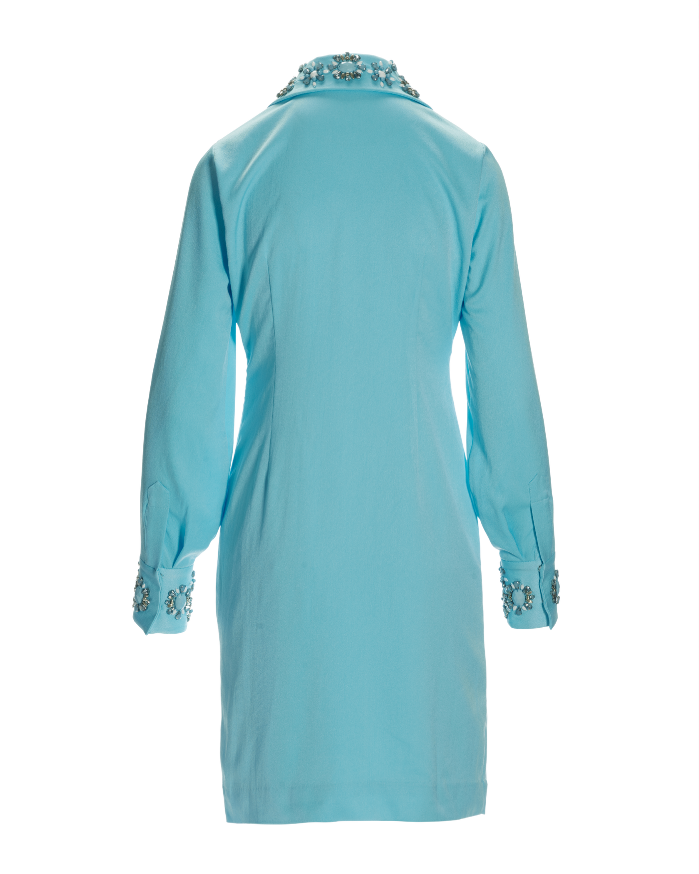 Beaded Embellished Trim Collared Tunic Dress - Blue Topaz | Boston Proper