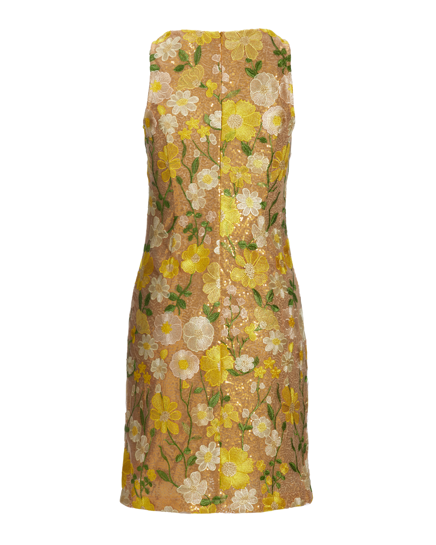 Floral Embroidered Sequin Sheath Dress - Yellow Multi | Boston Proper