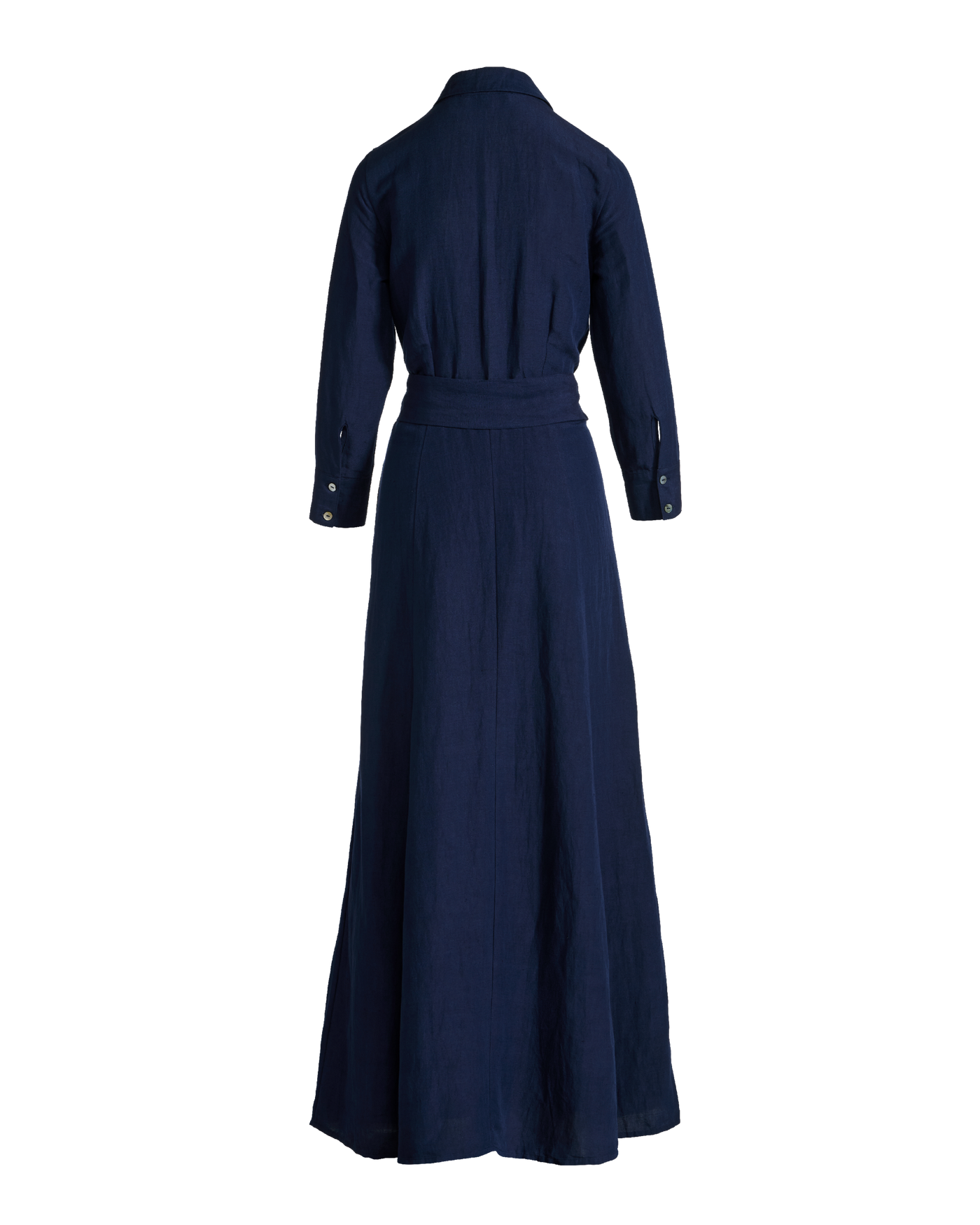 Linen Three Quarter Sleeve Maxi Shirt Dress Flax
