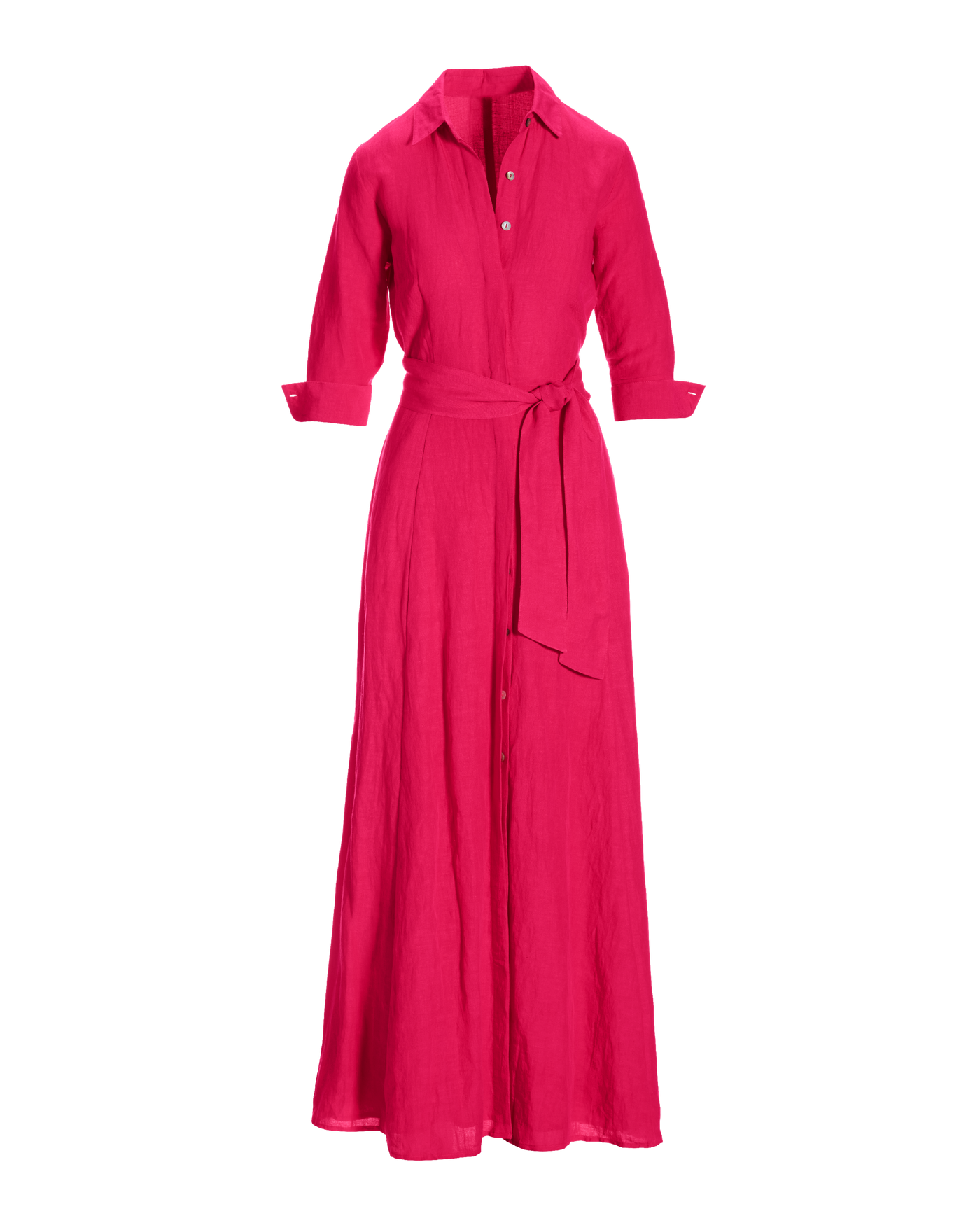 Linen Shirt Long Sleeve Button Down Maxi Dress Linen Three Quarter