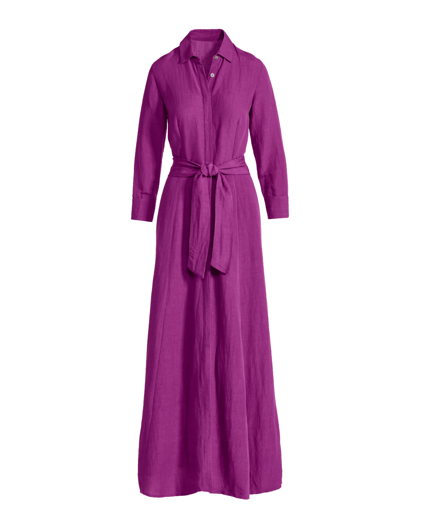 Linen Three Quarter Sleeve Maxi Shirt Dress Hollyhock | Boston Proper