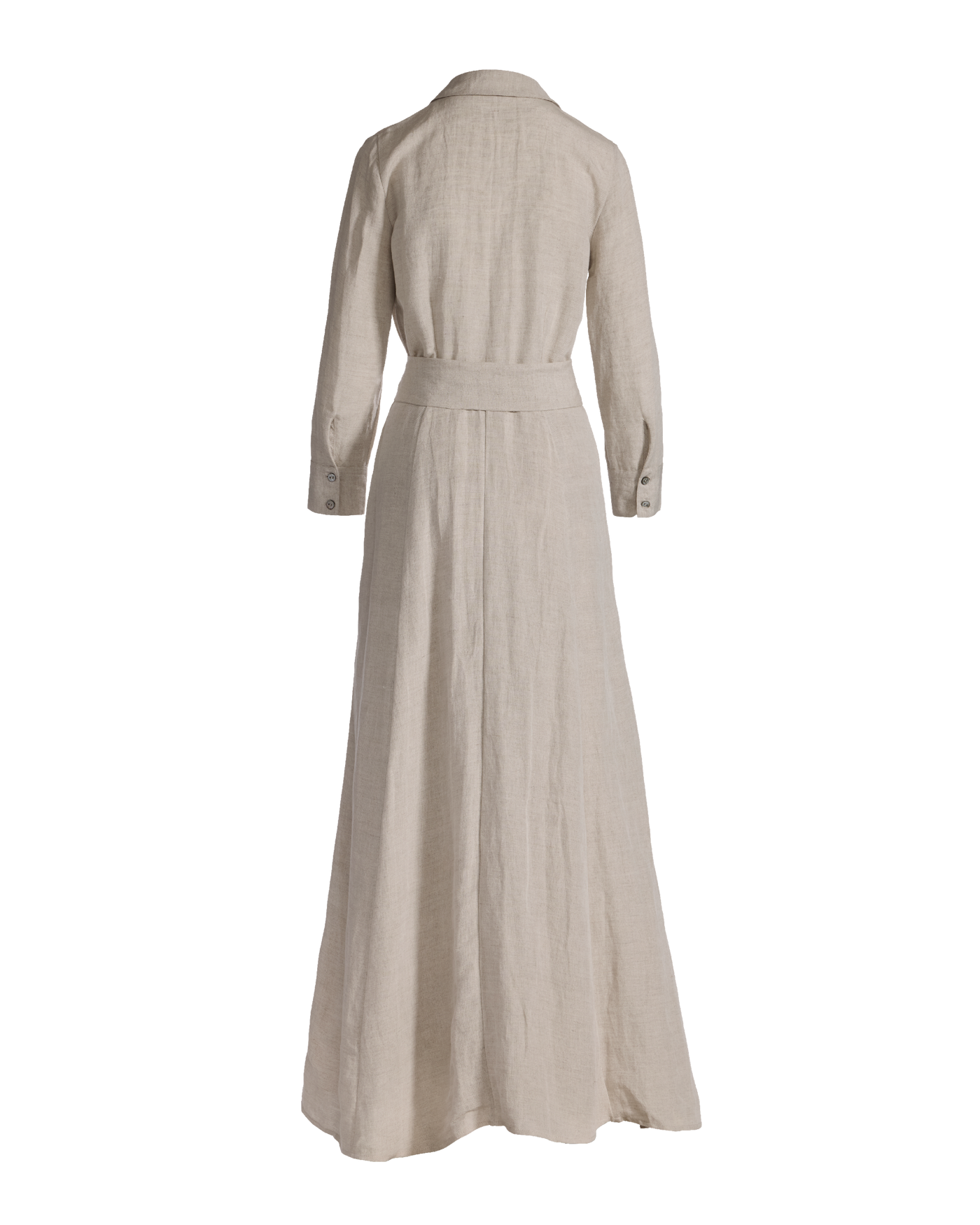 Linen Three Quarter Sleeve Maxi Shirt Dress Flax