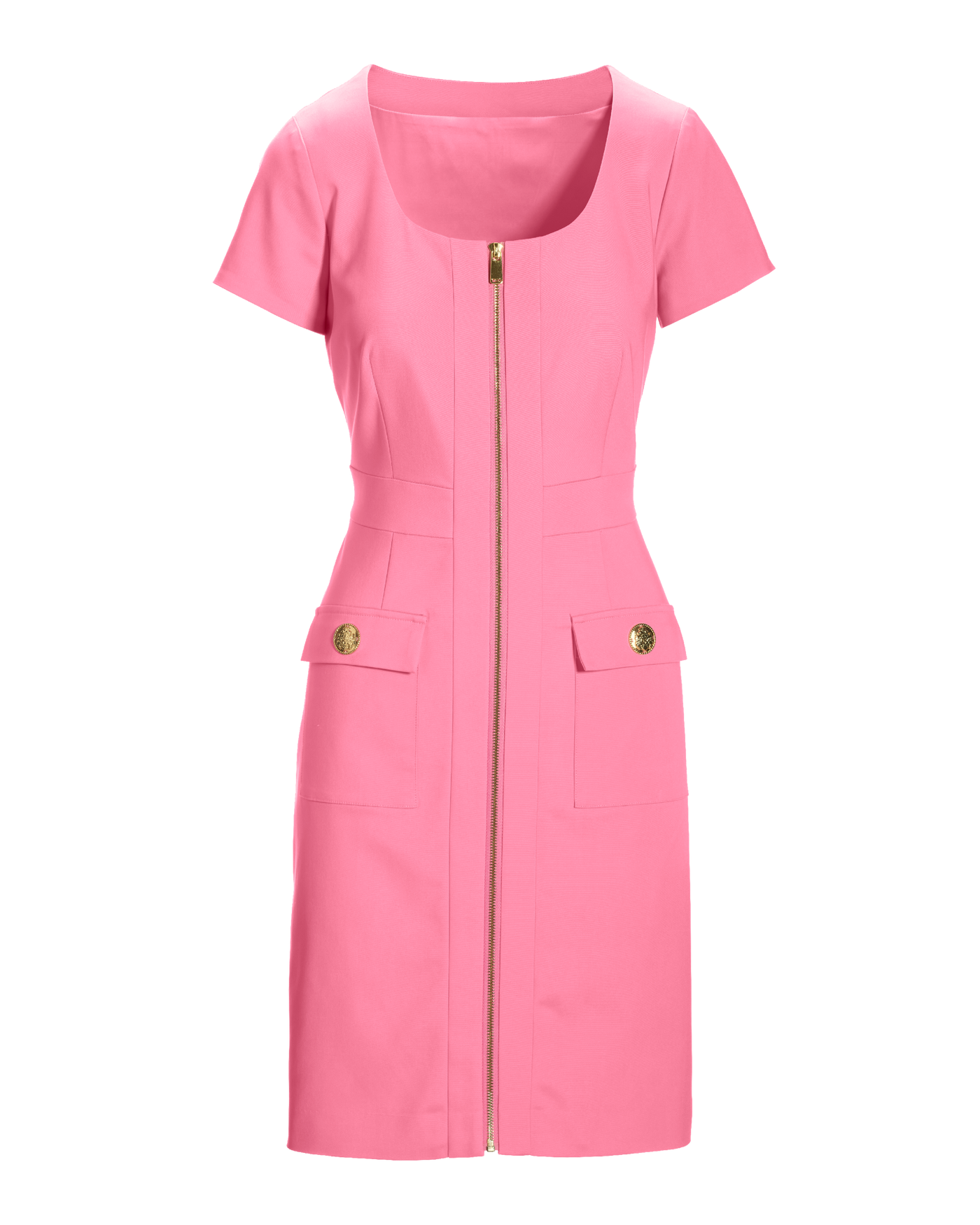 Modern Zip Up Cap Sleeve Sheath Dress - Aurora Pink | Boston