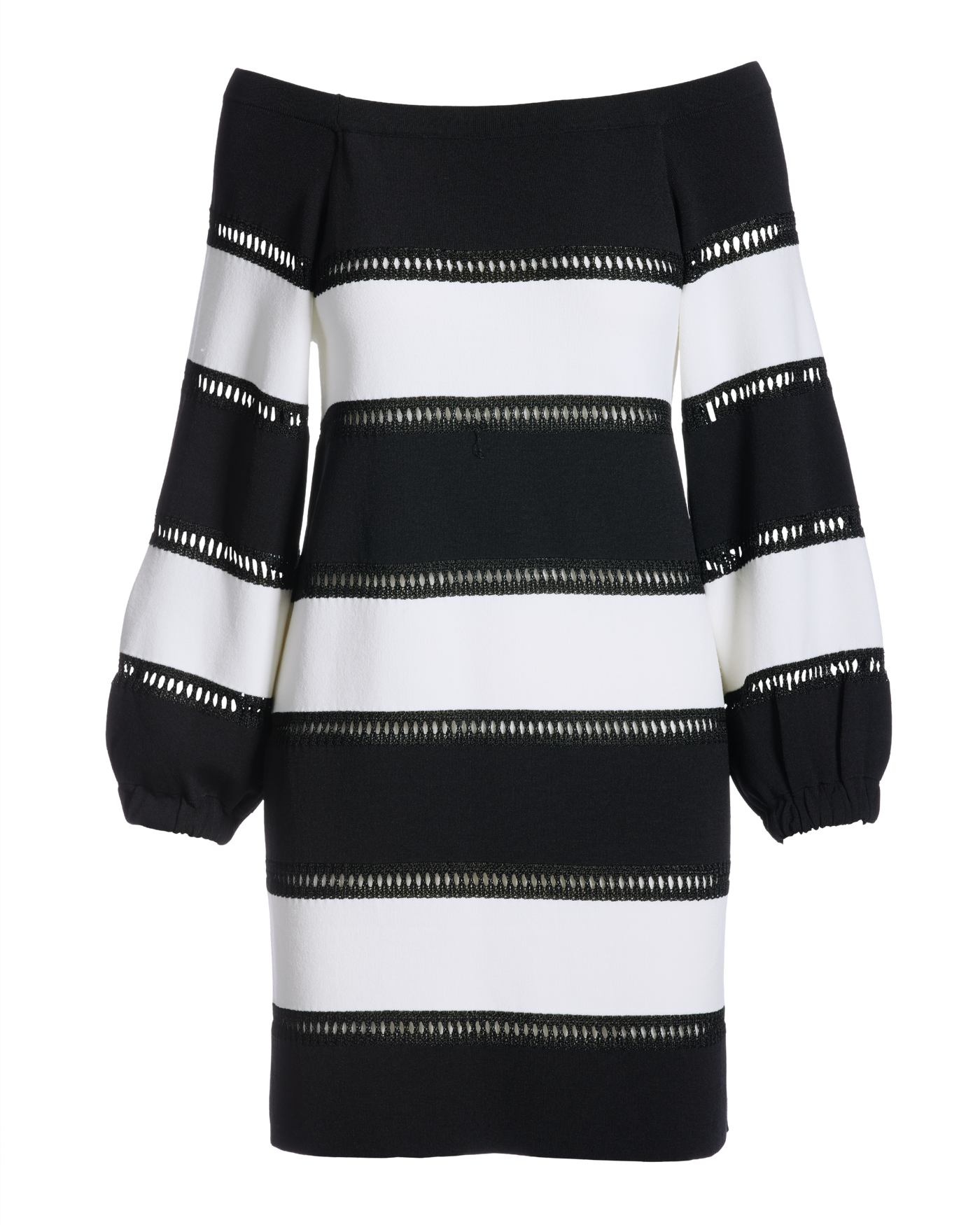 Bold Stripe Off the Shoulder Sweater Dress - Black / White | Boston Proper