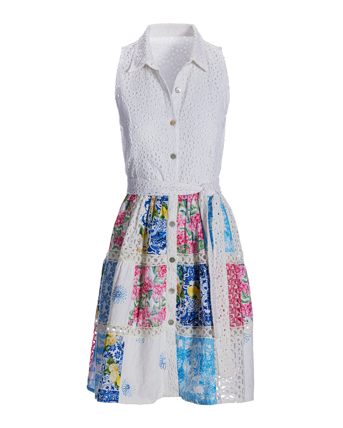 mixed media fit and flare dress English Factory main image 1