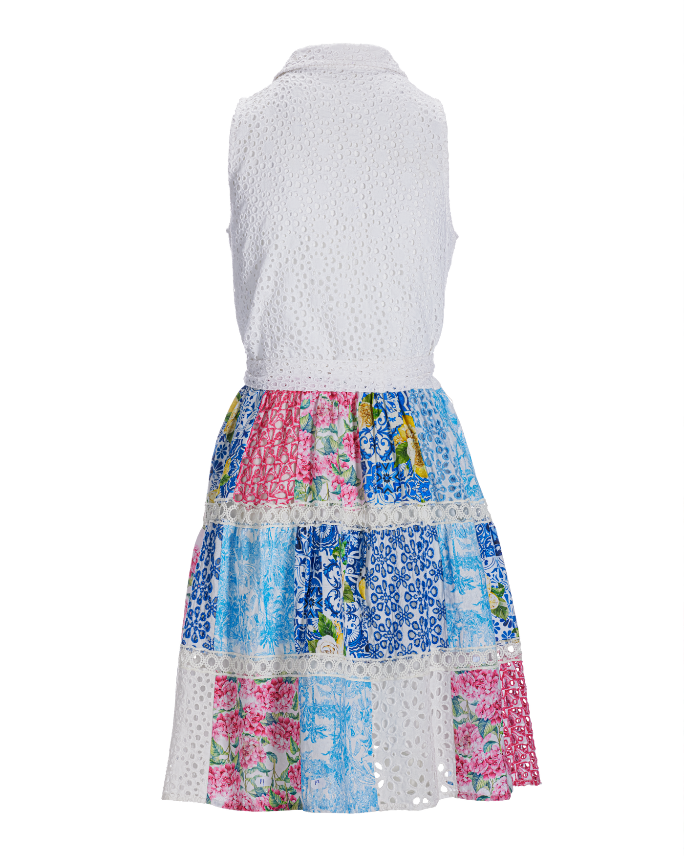 Mixed Media Eyelet Patchwork Print Fit and Flare Dress Multi | Boston Proper