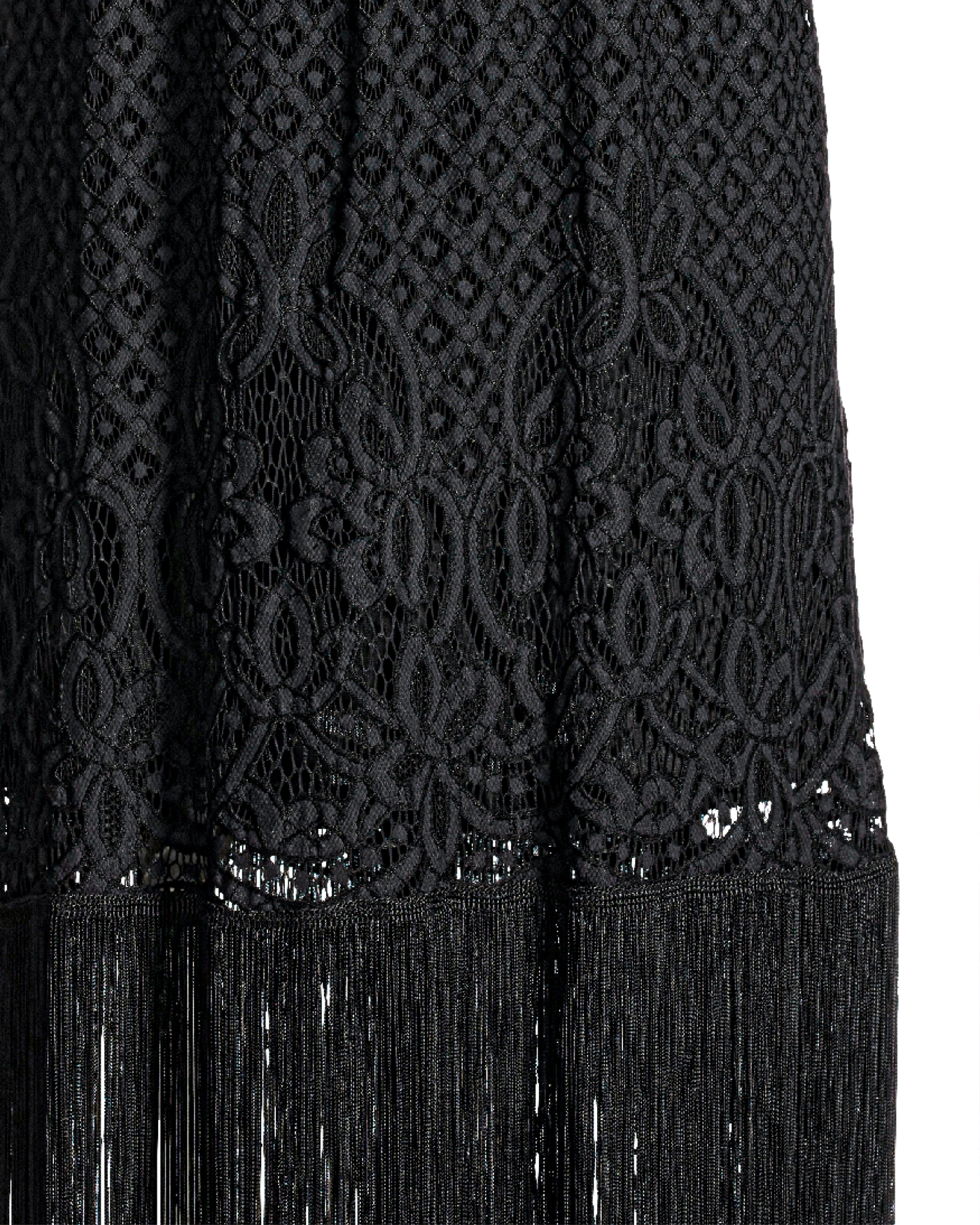 Lace V Neck Fringe Dress - Black | Boston Proper