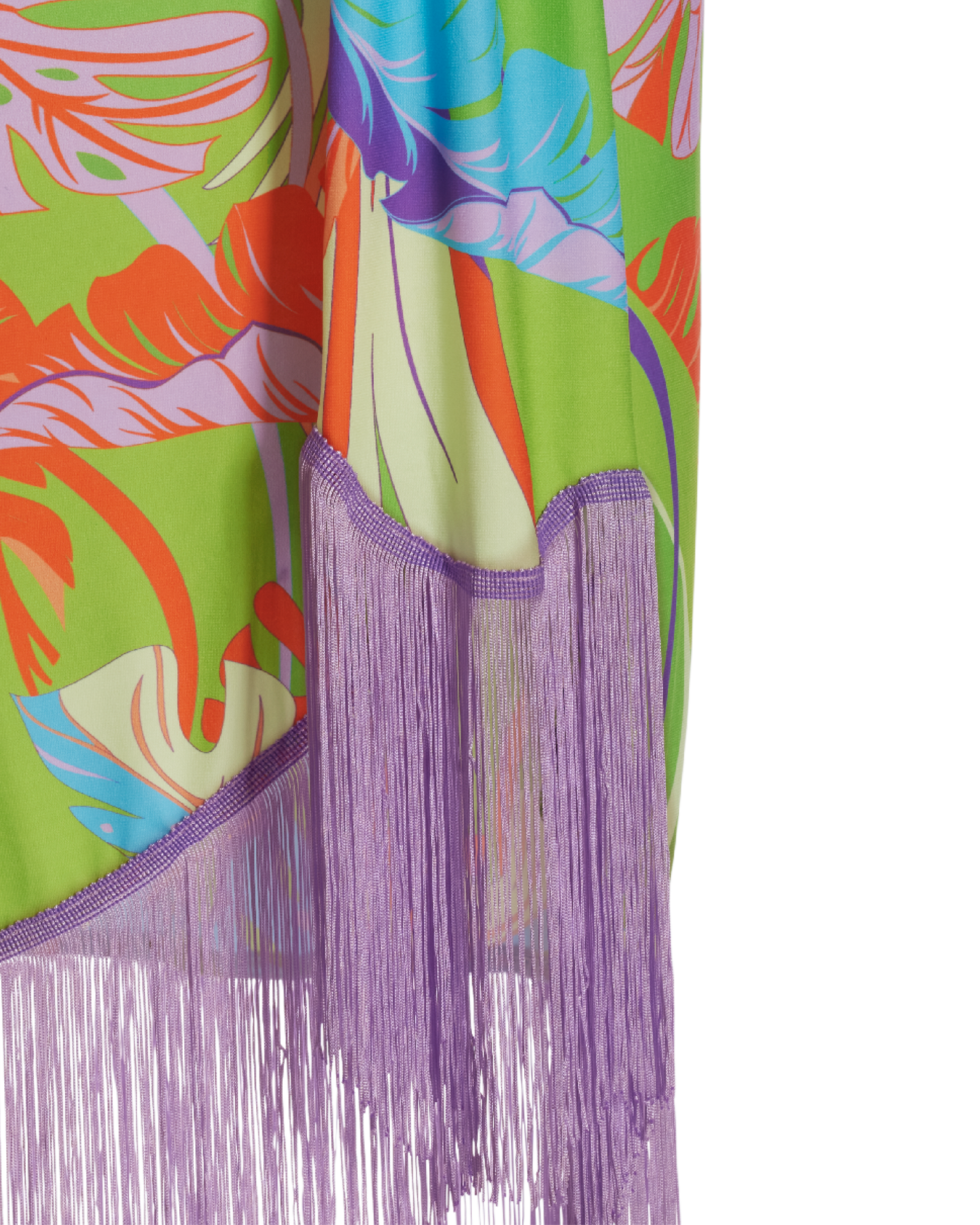 Cabo Leaves Print Fringe Skirt Green