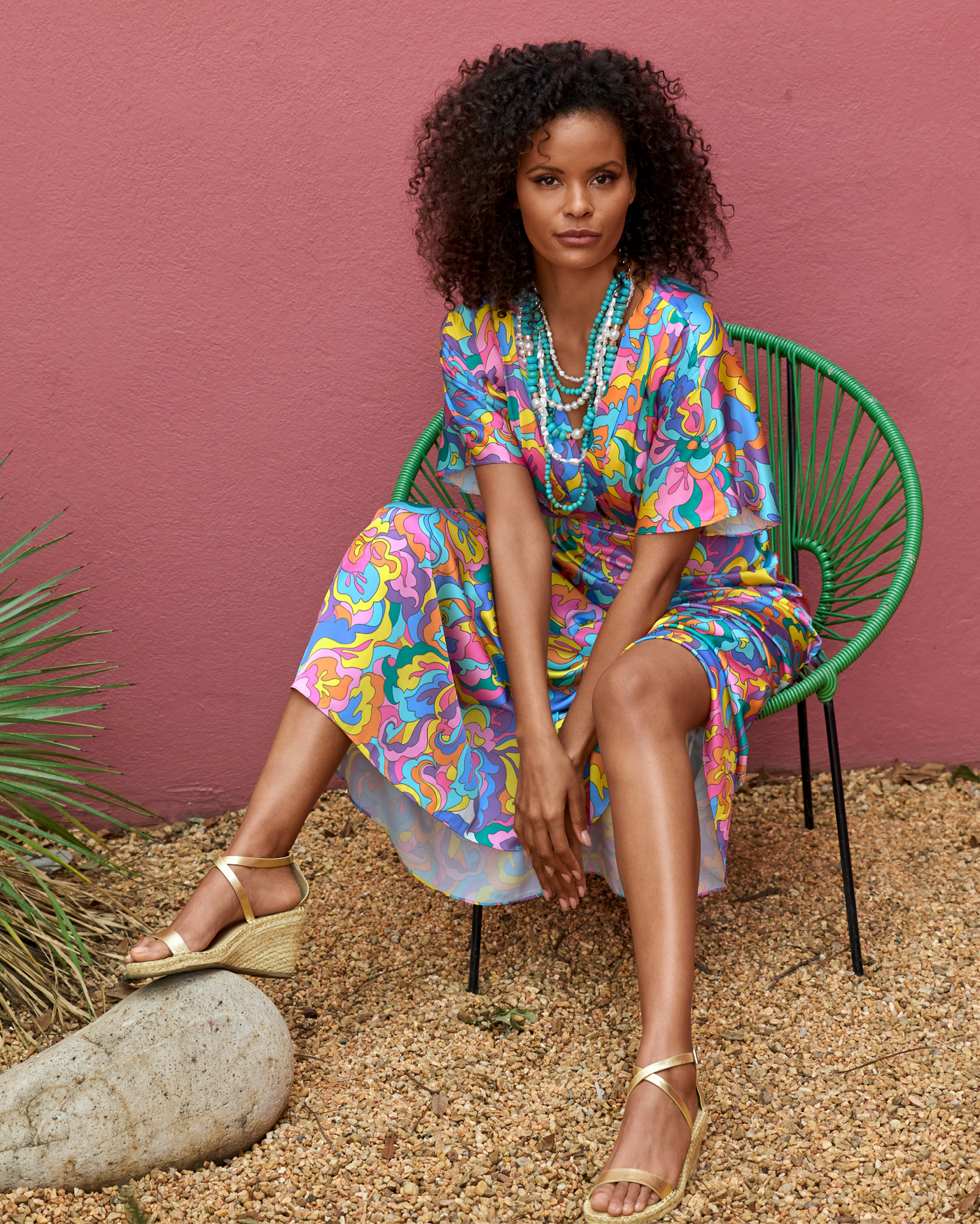 Abstract Sol Print V neck Maxi Dress - Multi | Boston Proper