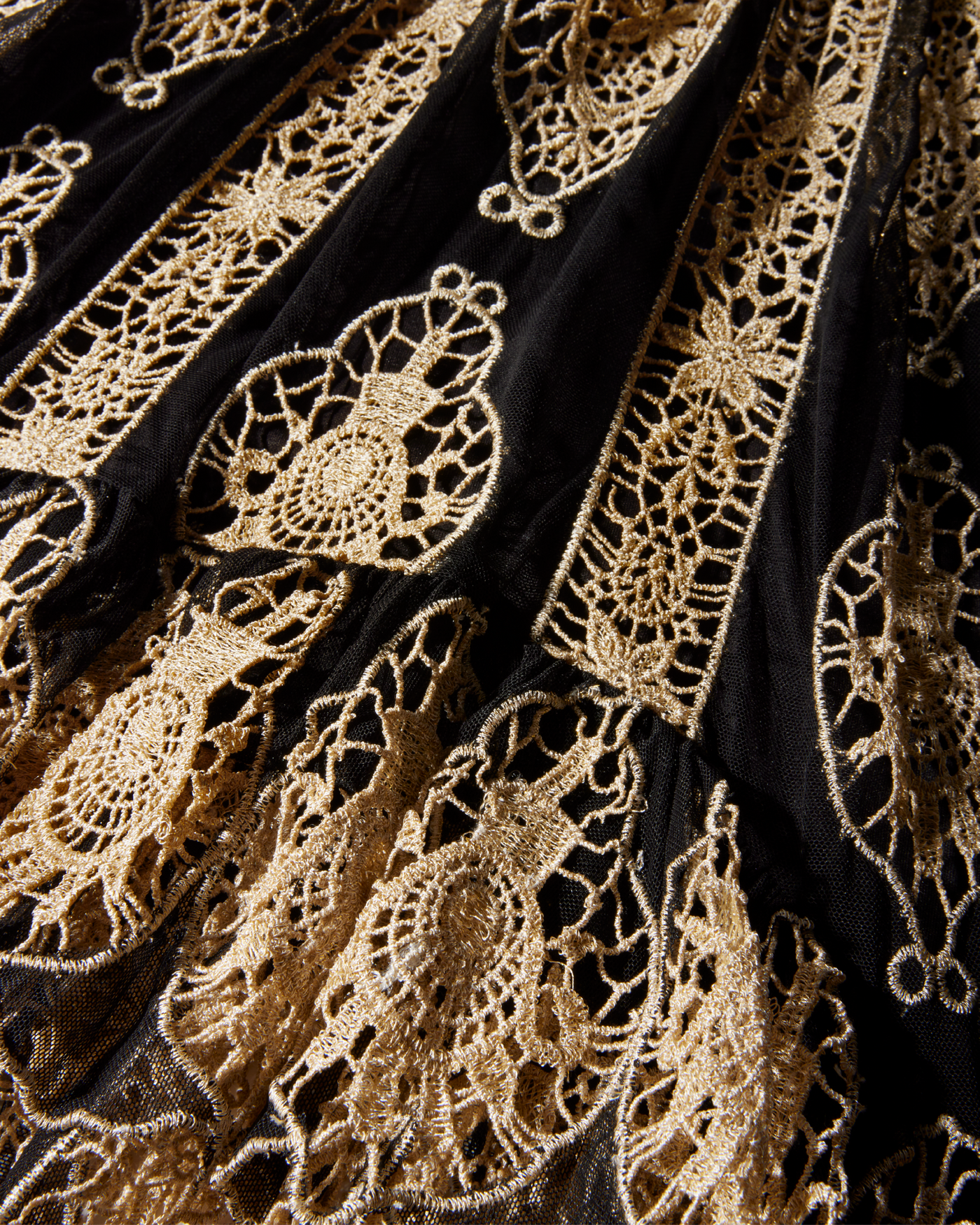 Metallic Lace Inset High Low Dress Black