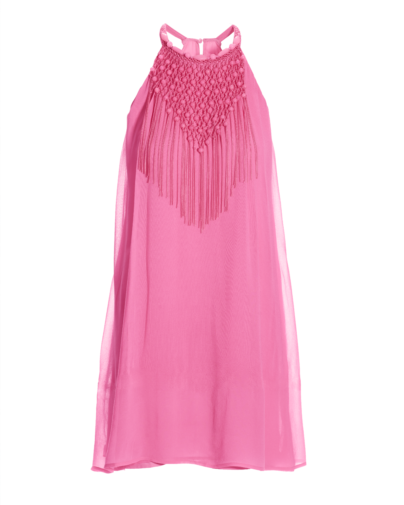 Bead Fringe FLowy Halter Dress - Aurora Pink | Boston Proper