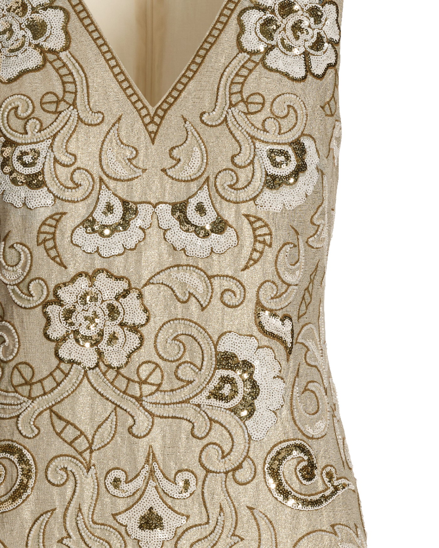 beaded linen dress Heavy Beaded Long Sleeve Fit And Flare Dress – MG's Couture main image 1