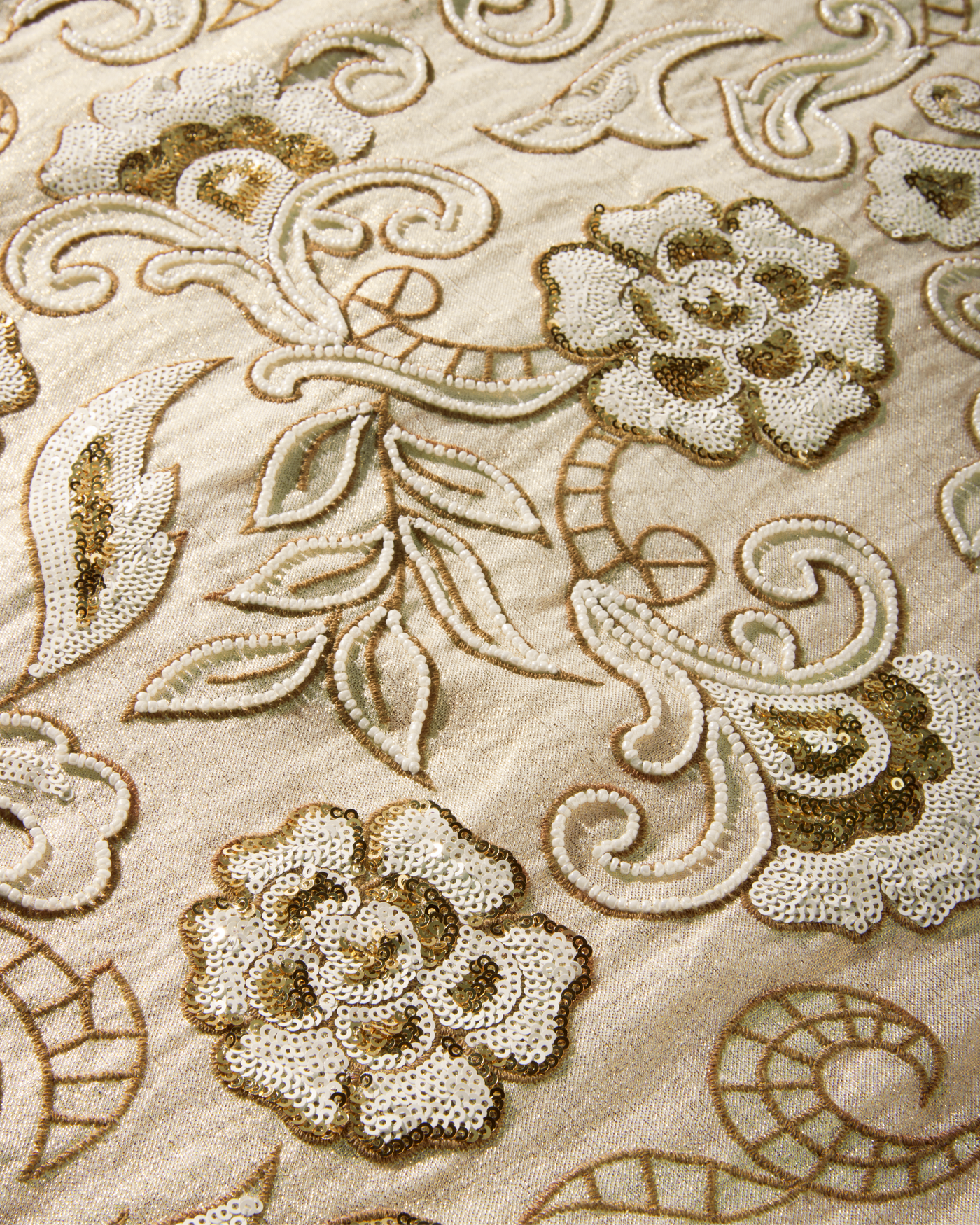 Embroidered and Beaded Shimmer Linen Sheath Dress - Tan | Boston Proper