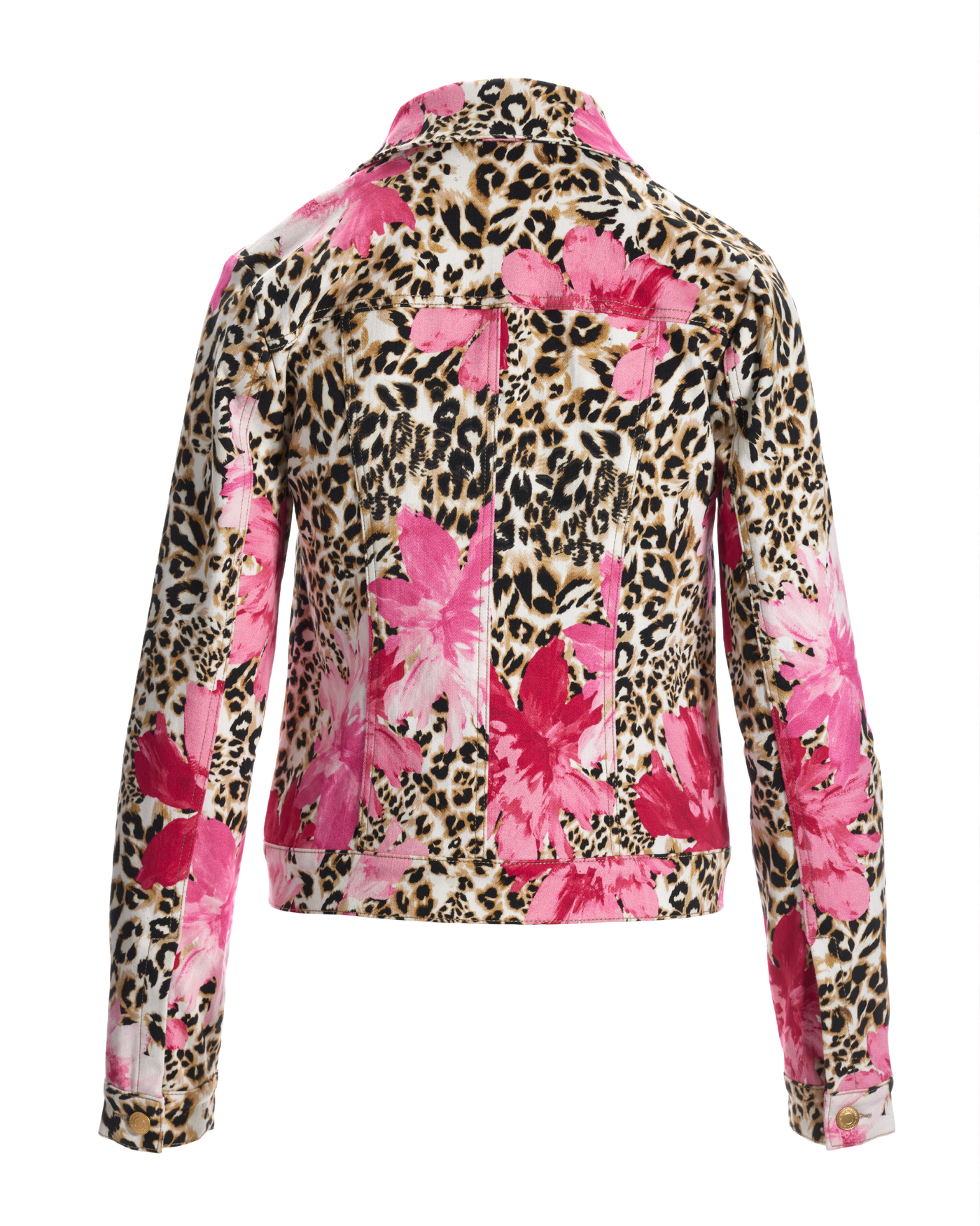 Cheetah Blooms Print Essential Denim Jacket Neutral Pink Boston Proper