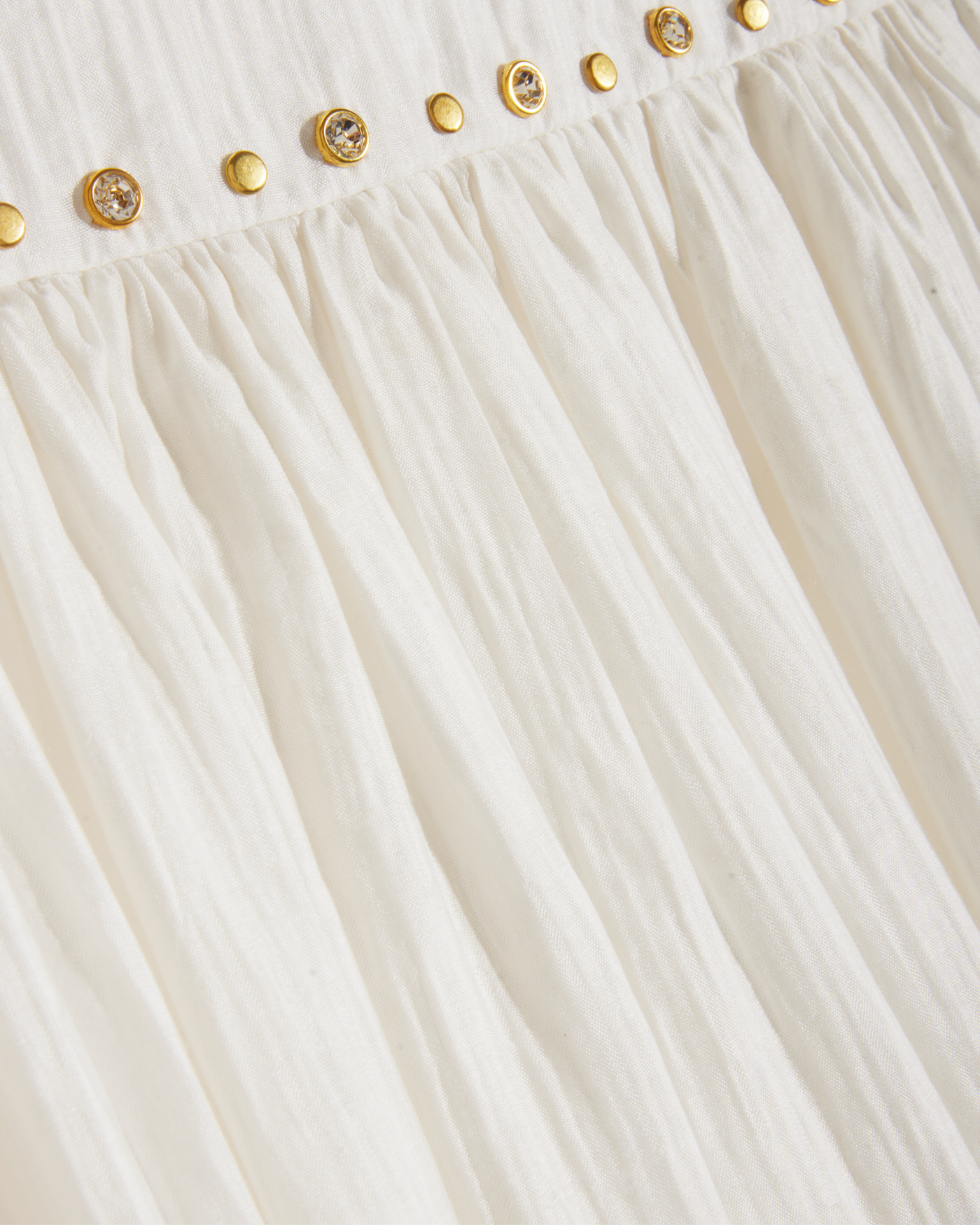 Crystal Grommet Trim Sheen Gauze Maxi Dress - Off White | Boston Proper