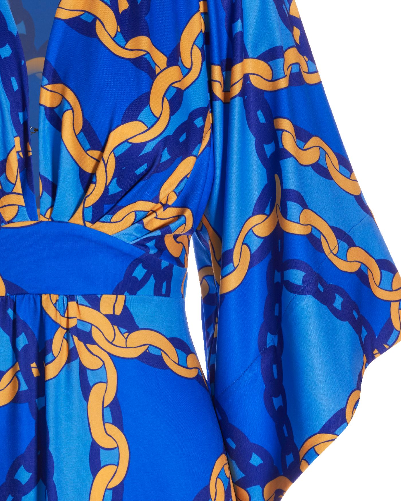 La Isla Chains Print Flare Sleeve A Line Knit Dress - Blue/Yellow | Boston  Proper