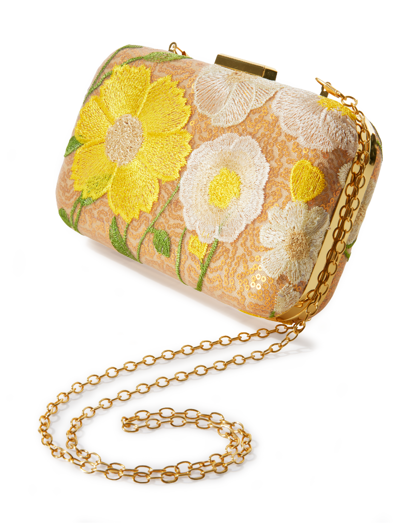 Sequin Floral Embroidered Clutch - Yellow Multi | Boston Proper