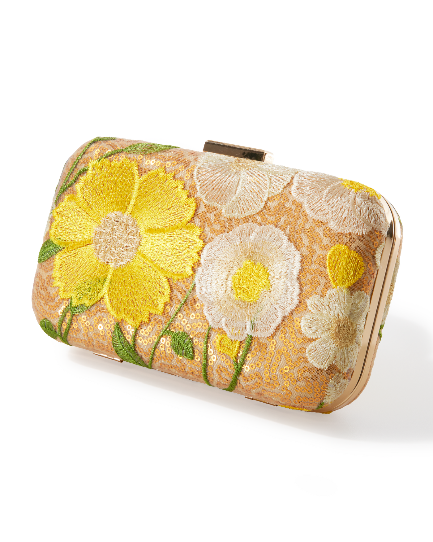 Sequin Floral Embroidered Clutch - Yellow Multi | Boston Proper