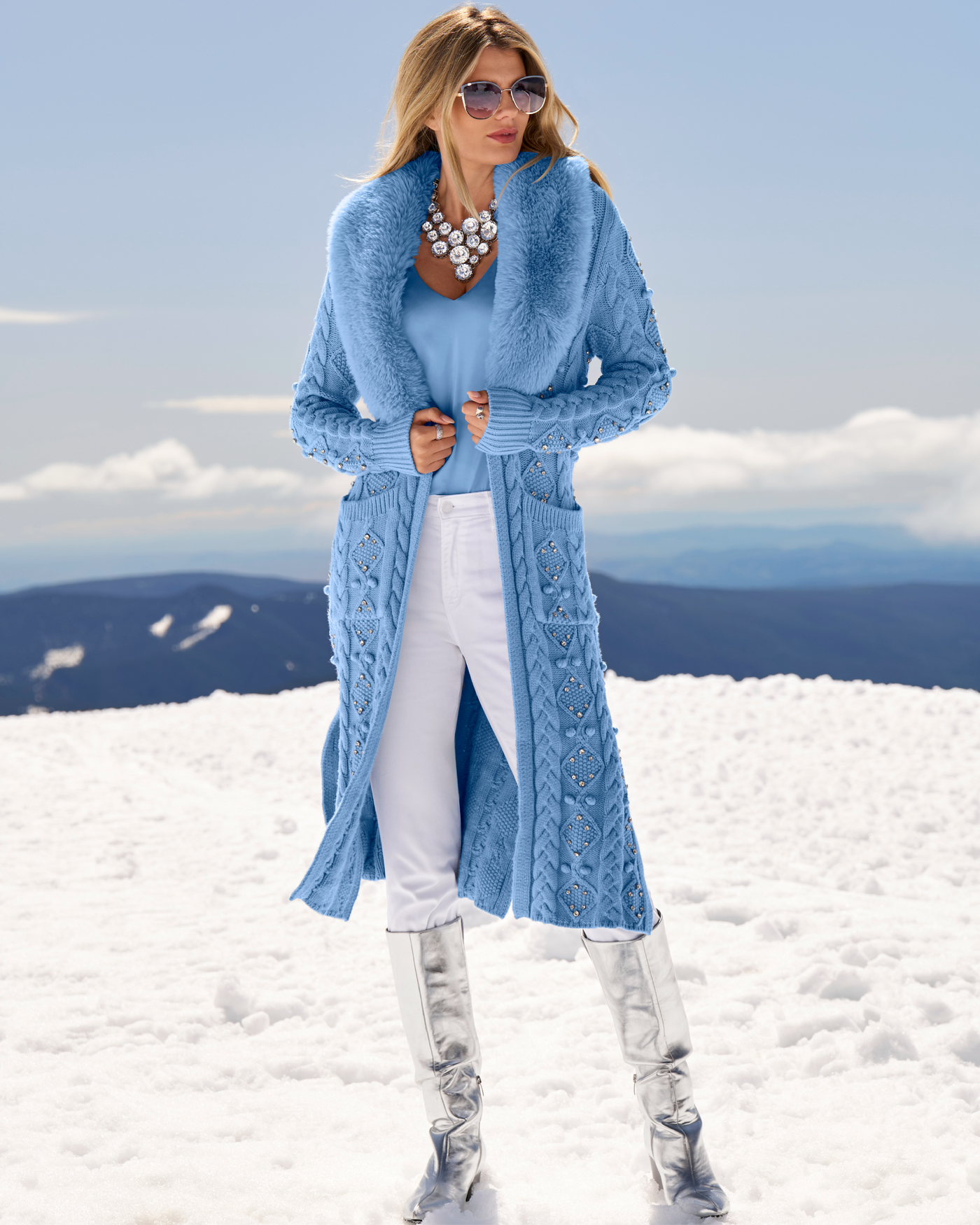 Metallic Tall Block Heel Boot Silver Boston Proper