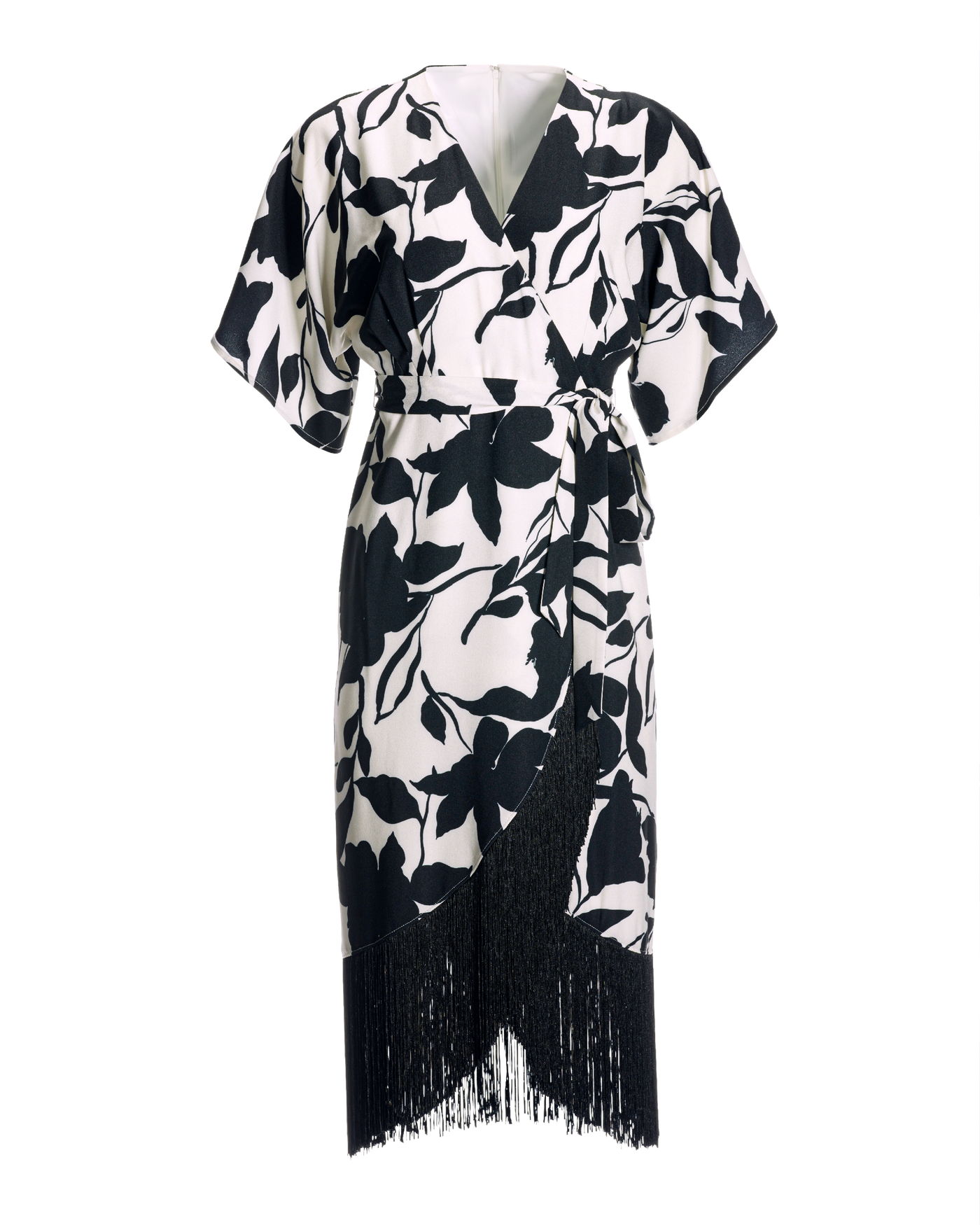 black and white floral knit dress MABLE Floral Jacquard Knit Sweater Mini Dress in Cream M main image 1