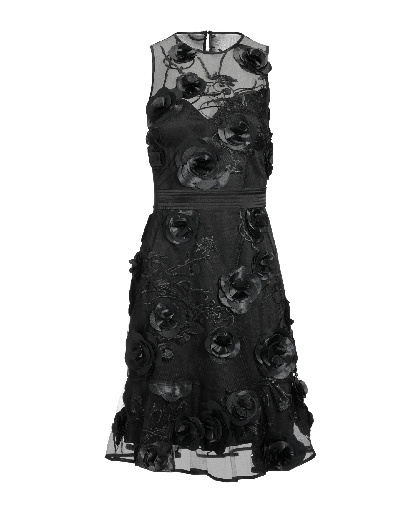 3D Rosette Sleeveless Ruffle Flounce Dress - Black | Boston Proper