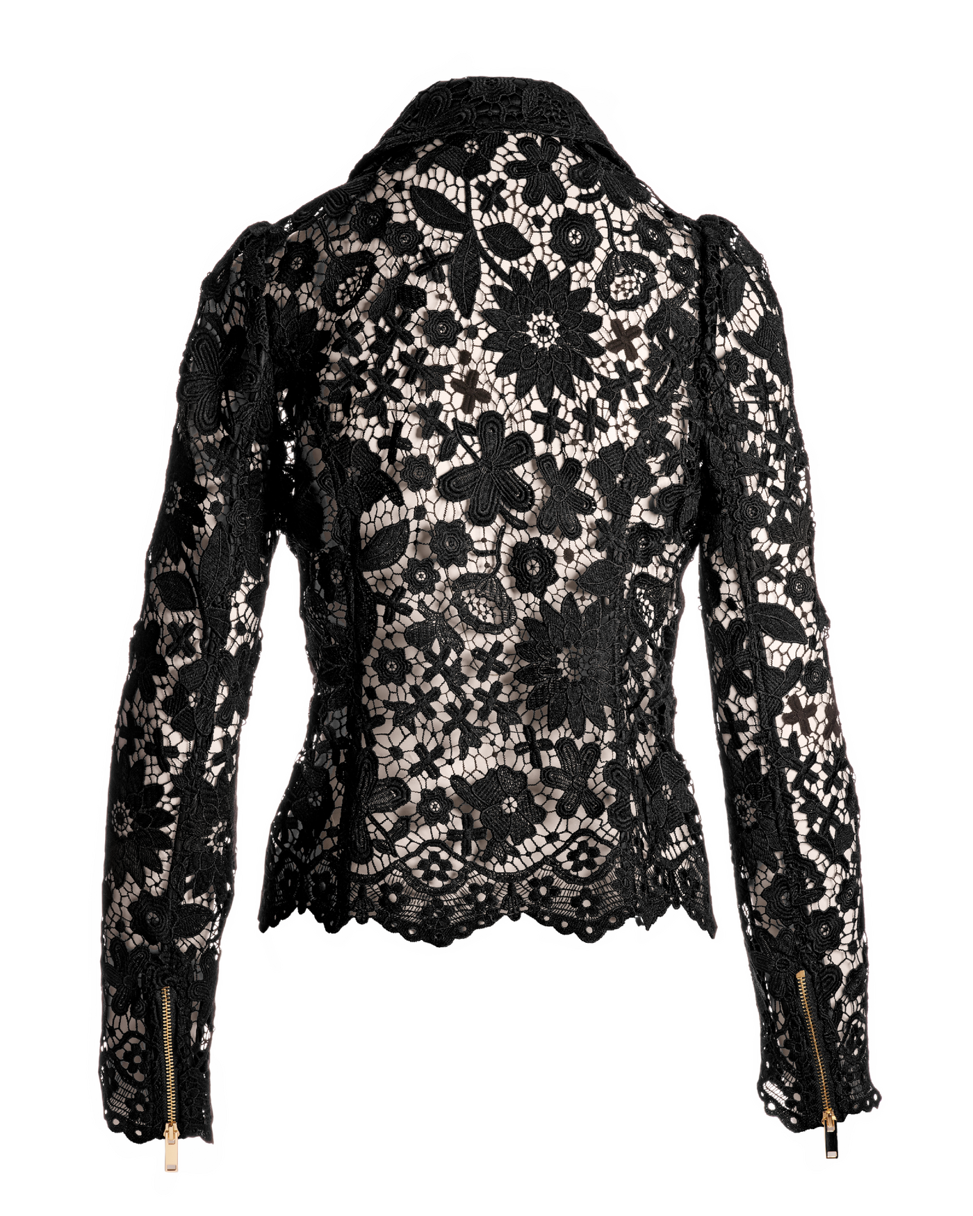 Scallop Trim Lace Moto Jacket - Black | Boston Proper