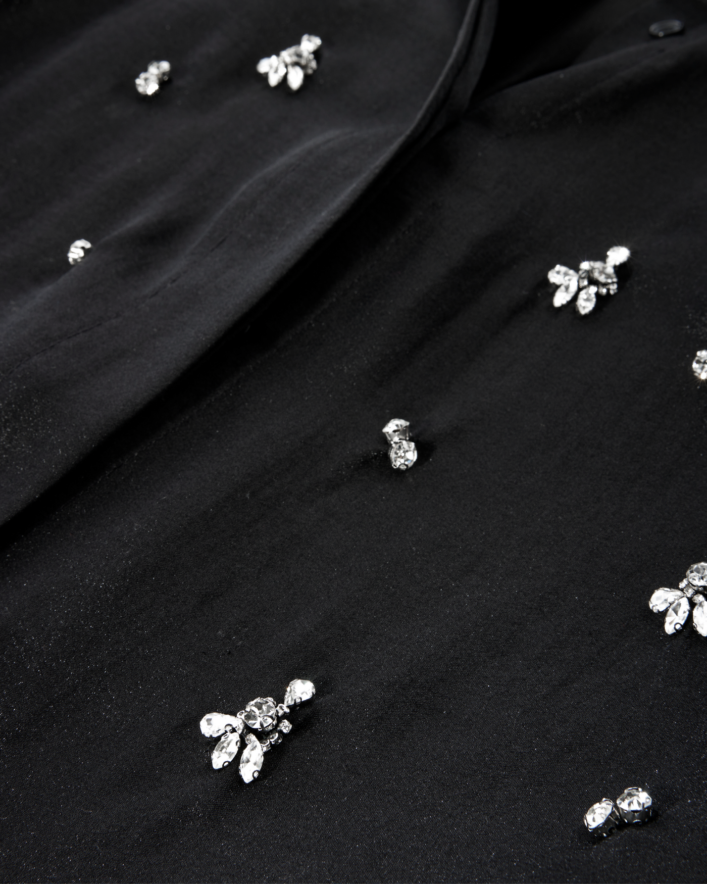 Crystal Embellished Button Up Shirt Black