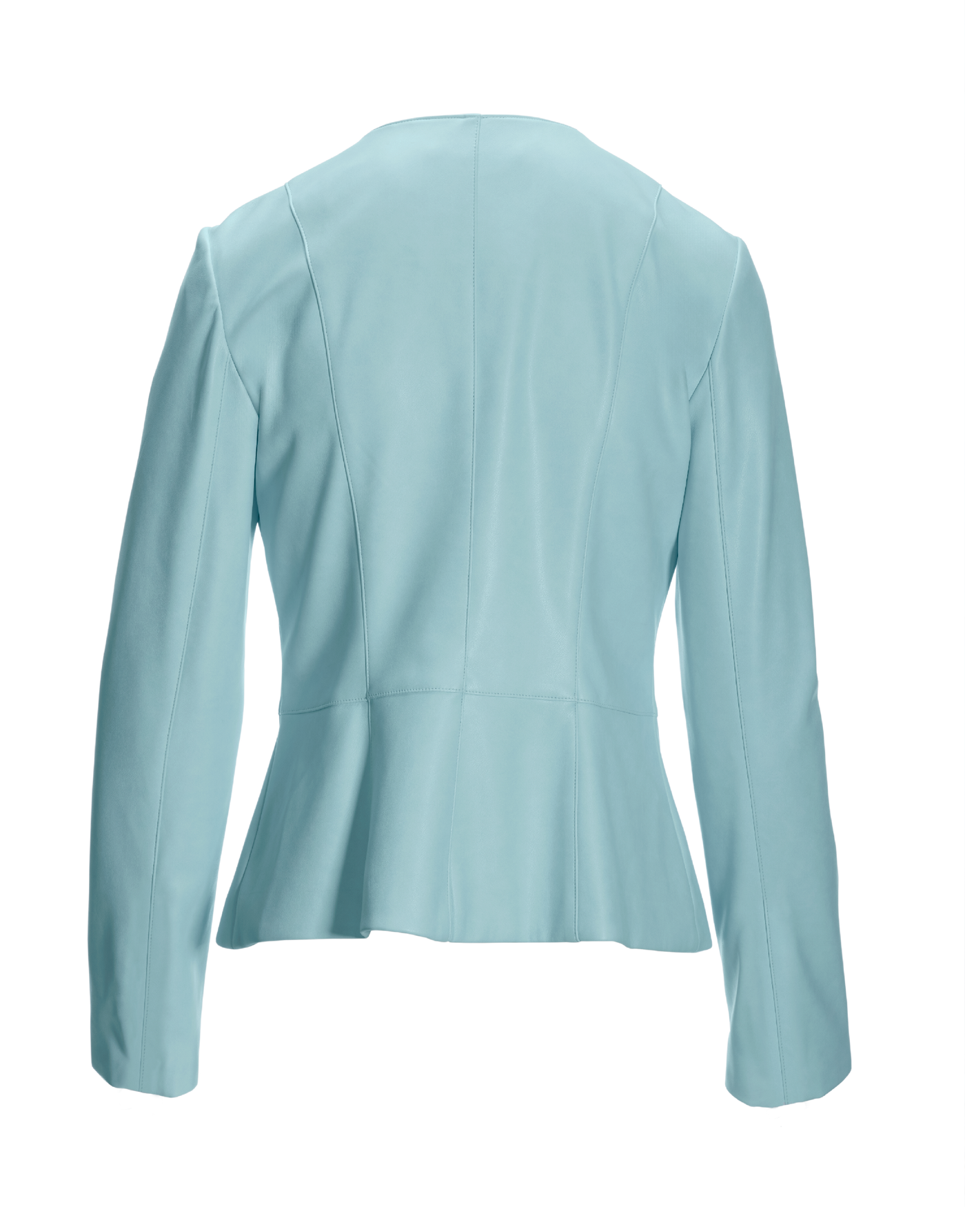 3D Rosette Embellished Faux Leather Zip Up Jacket Blue | Boston Proper
