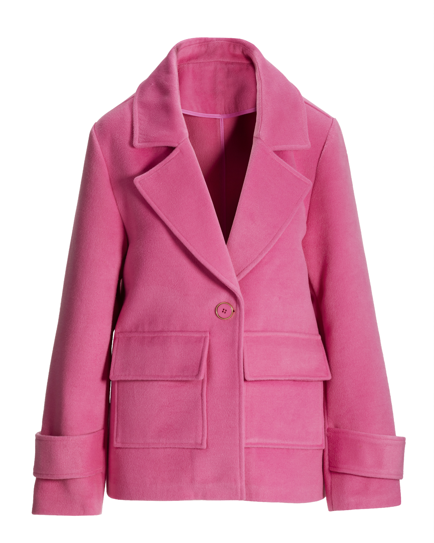knee length dresses for ladies Starlet' Wool Tweed Dress Coat with Faux Fur in Rosa – Santinni main image 1