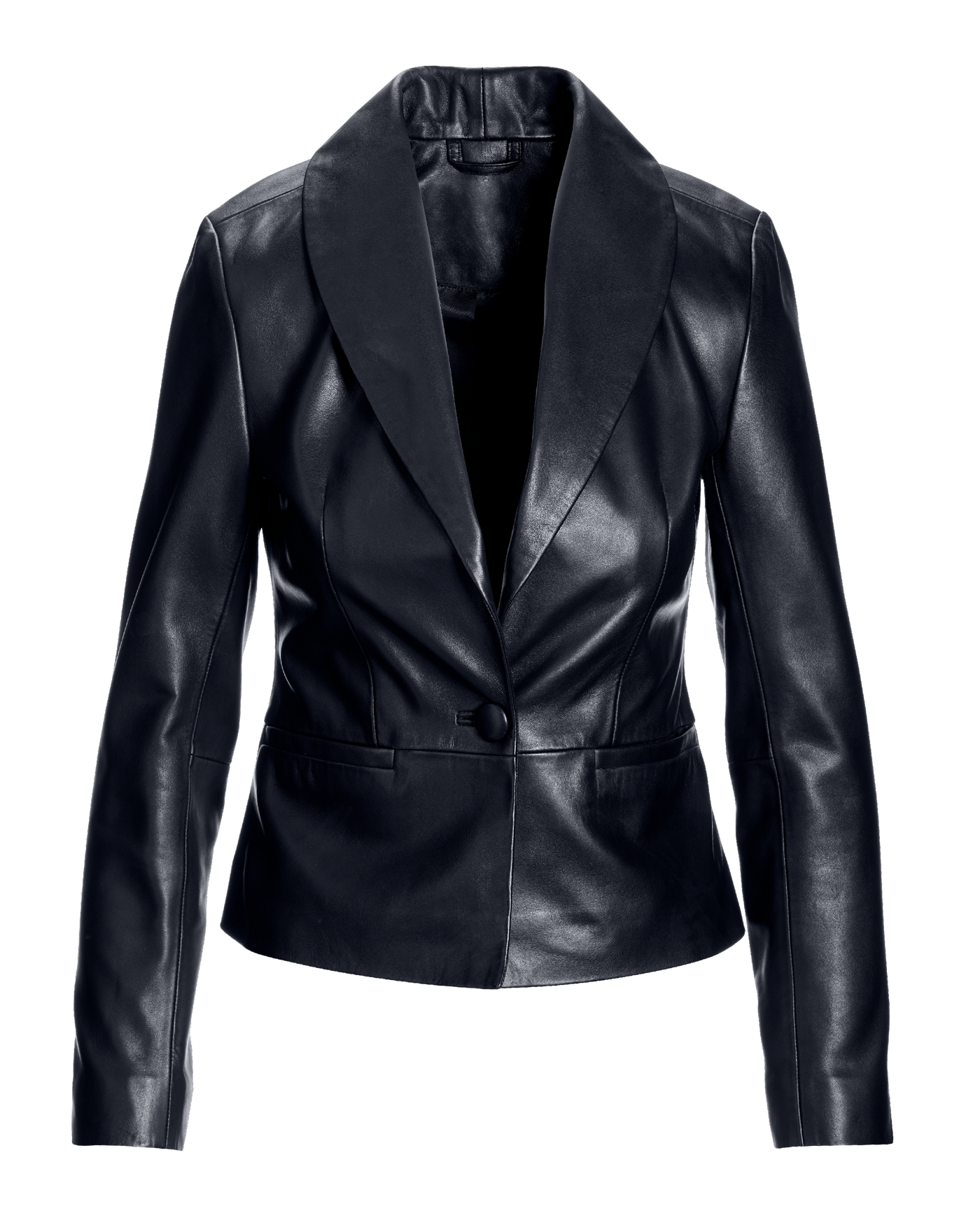 Genuine Leather Shawl Collar Jacket Black Boston Proper