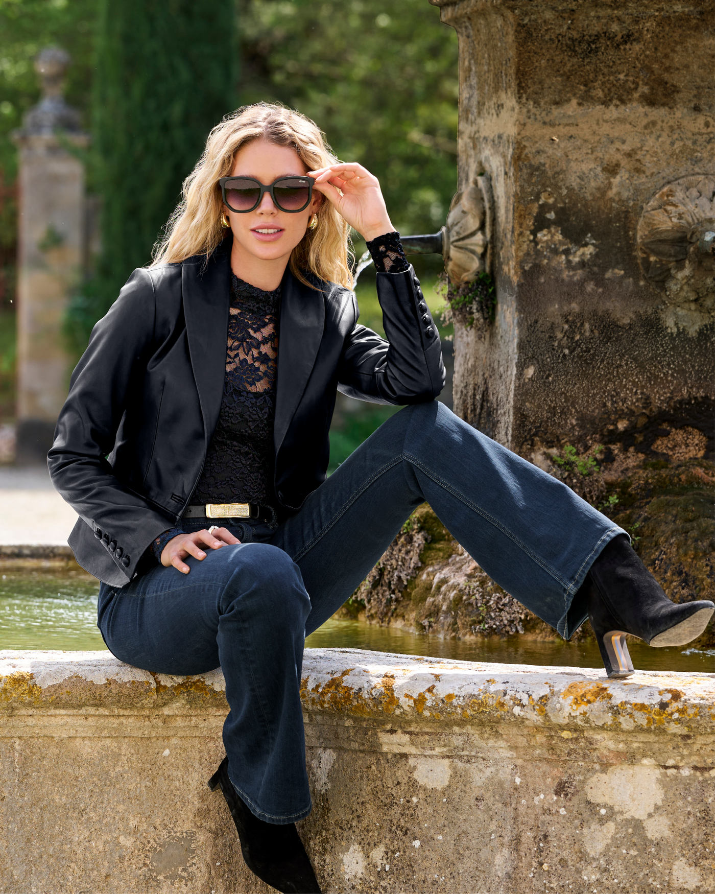 Genuine Leather Shawl Collar Jacket - Black | Boston Proper