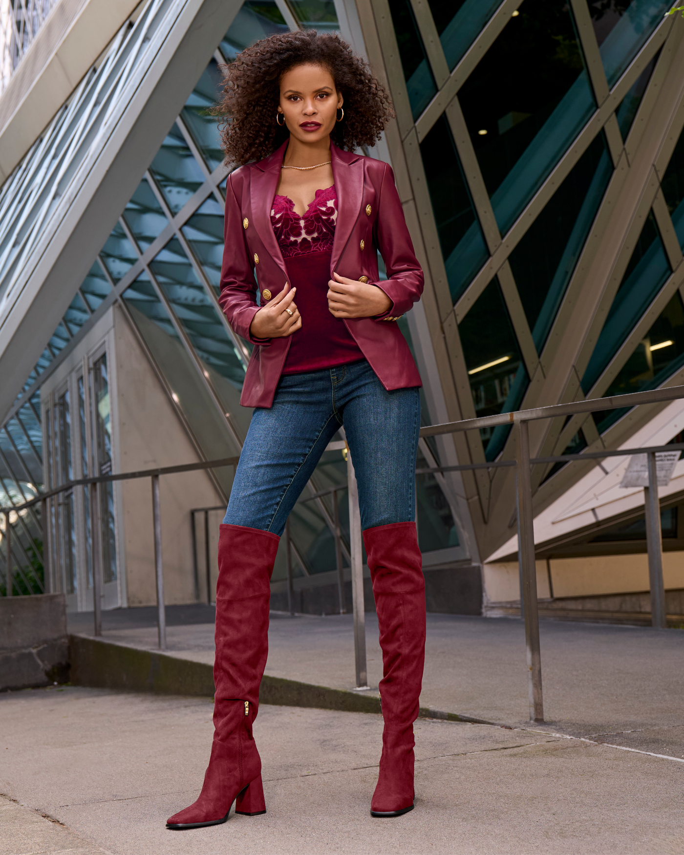 Velvet Scalloped Lace V Neck Cami Top Rumba Red | Boston Proper
