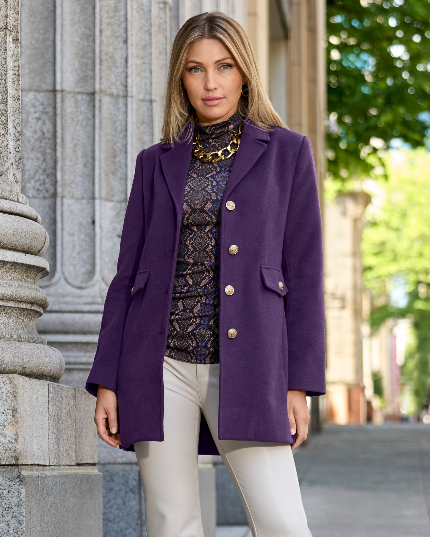 So Chic London Python Turtleneck Top Brown/Purple | Boston Proper