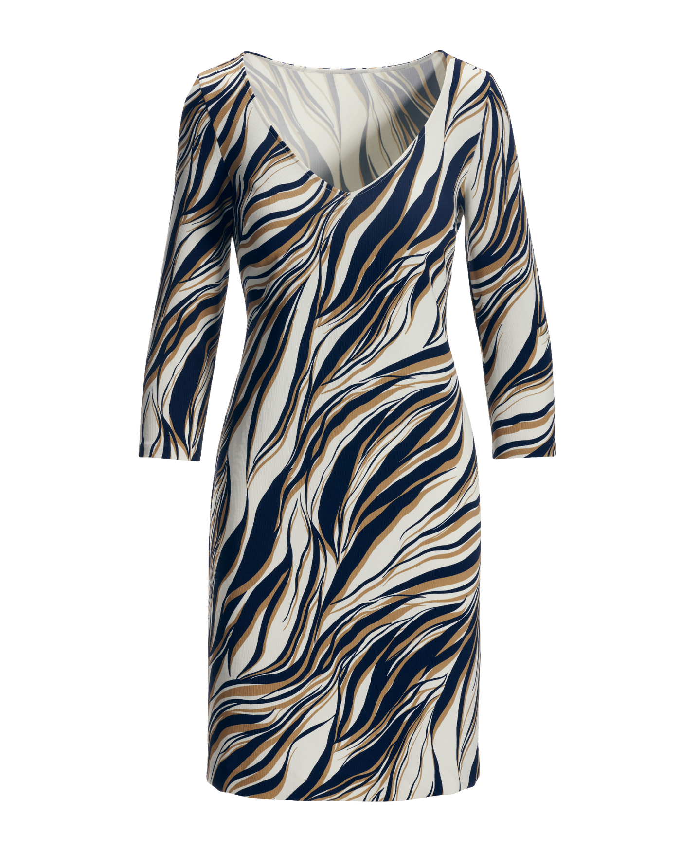 Beyond Travel Cape Town Zebra Print Short Dress - Maritime Navy/Camel |  Boston Proper